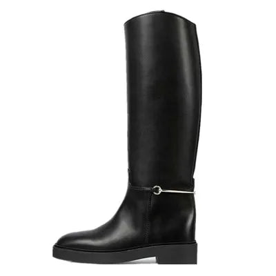 Women's Knee High Boots - Round Toe Low Heel Knight Boots for Autumn & Winter | Sexy Slip-On Thick Sole Motorcycle Shoes | Perfect for Casual Outfits, Riding & Night Out