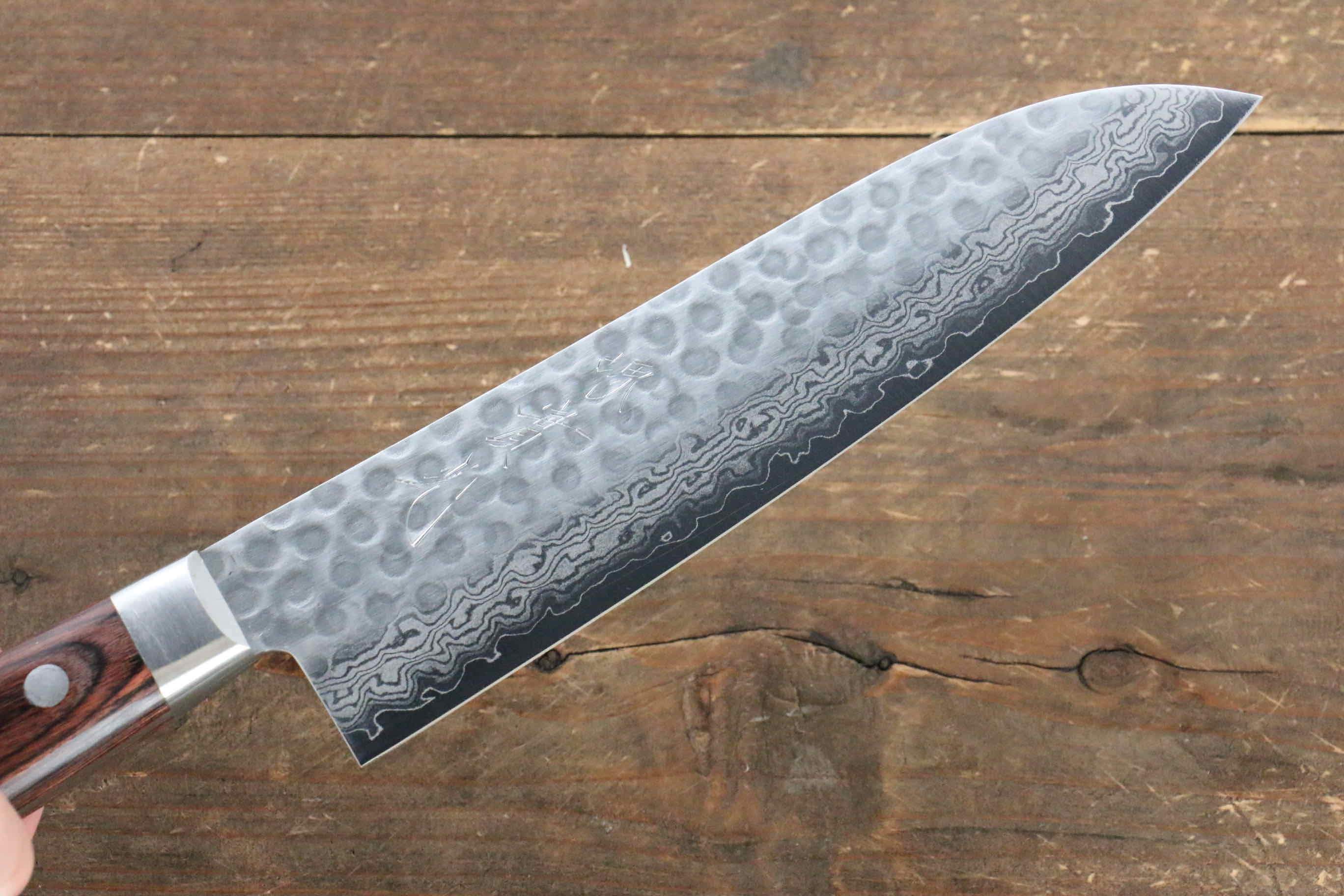 Premium Jikko VG10 17-Layer Damascus Santoku Knife 180mm with Mahogany Handle - Japanese Kitchen Knife for Professional Chefs & Home Cooking, Perfect for Slicing, Dicing & Chopping Vegetables, Meat & Fish