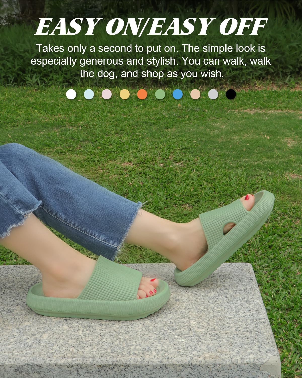RRGIOH Cloud Slides for Women & Men - Ultra Soft House Slippers with Memory Foam - Indoor/Outdoor Comfort Slides for Home, Spa, Beach & Poolside Relaxation