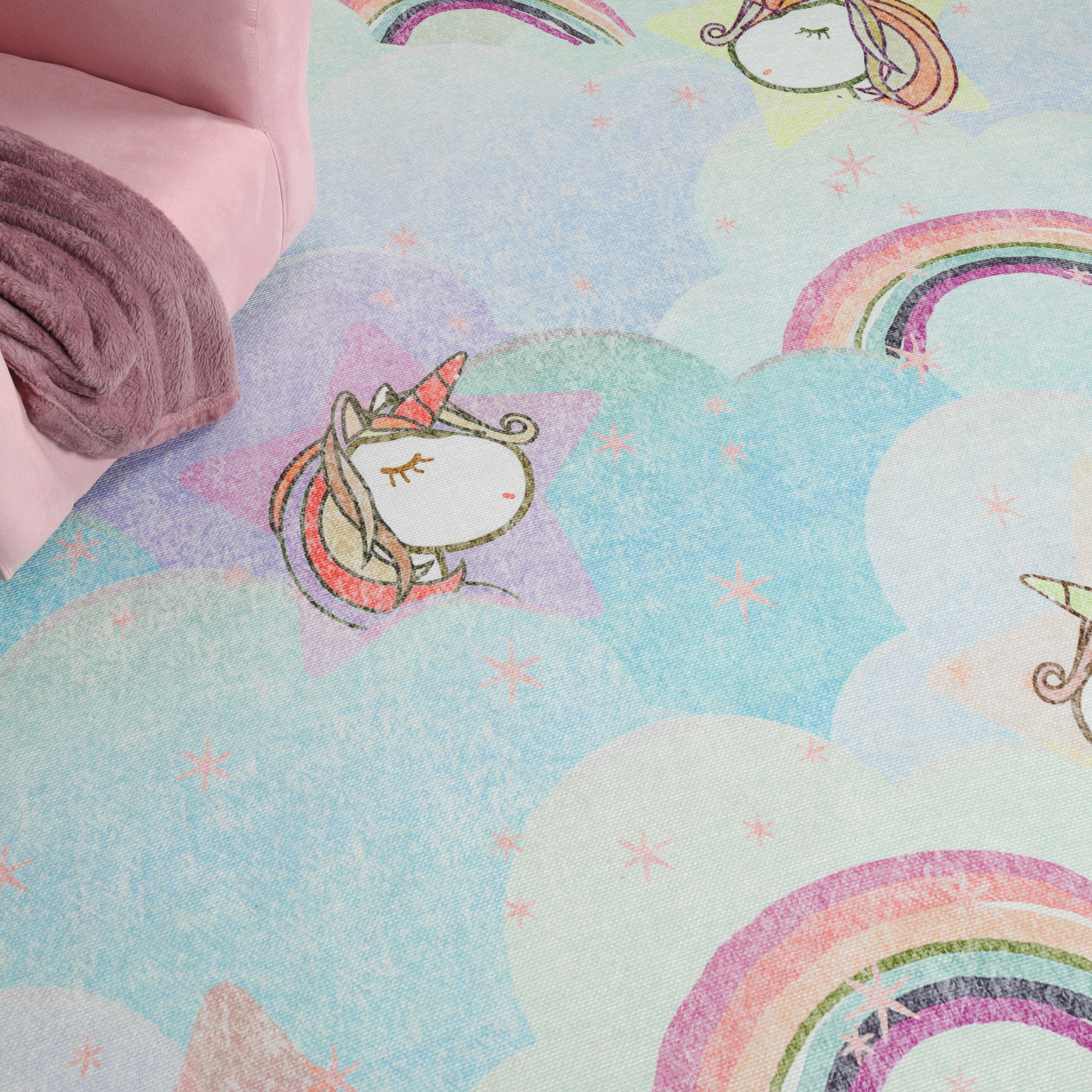 Unicorn Rainbow Kids Playroom Rug - Soft Non-Slip Nursery Carpet for Toddlers & Children | Perfect for Bedroom, Play Area & Daycare Floor Decor