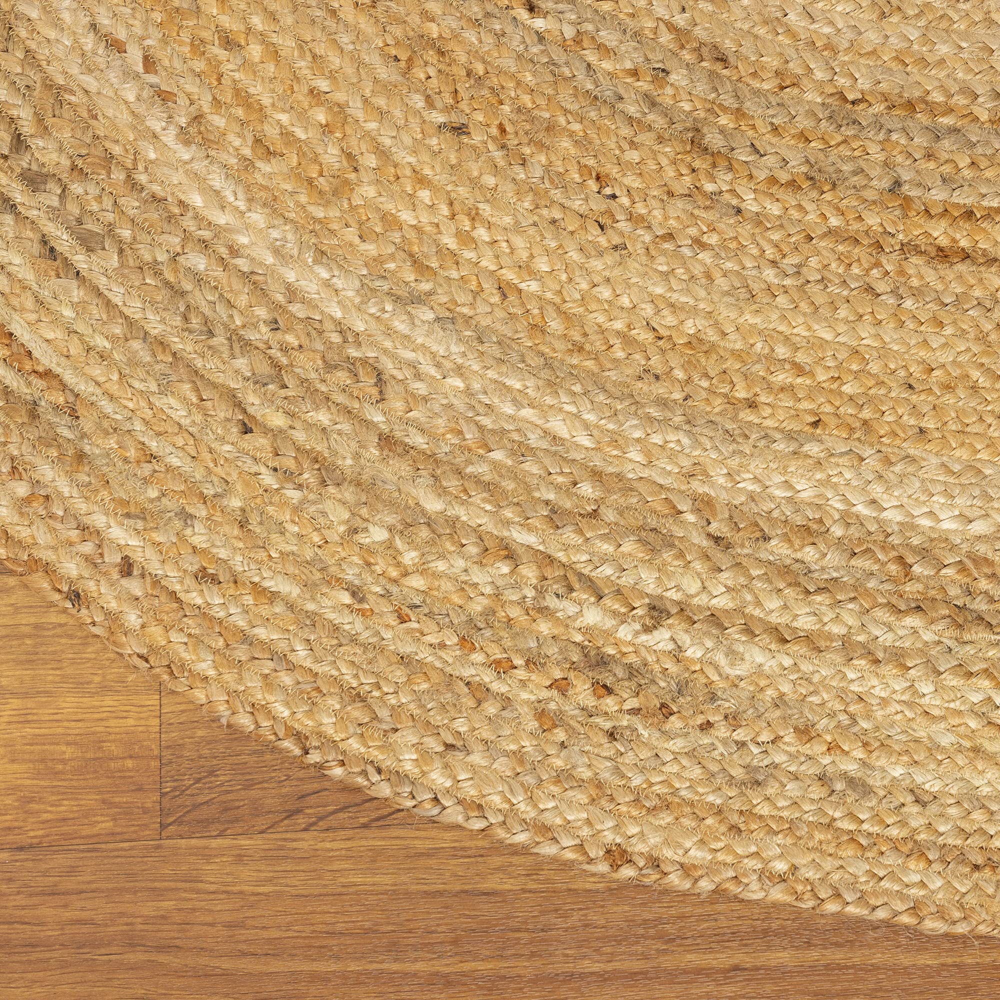Super Soft All-Natural Jute Braided Hand-Woven Round Area Rug - 3' Diameter in Natural Beige | Perfect for Living Room, Bedroom, or Boho Home Decor
