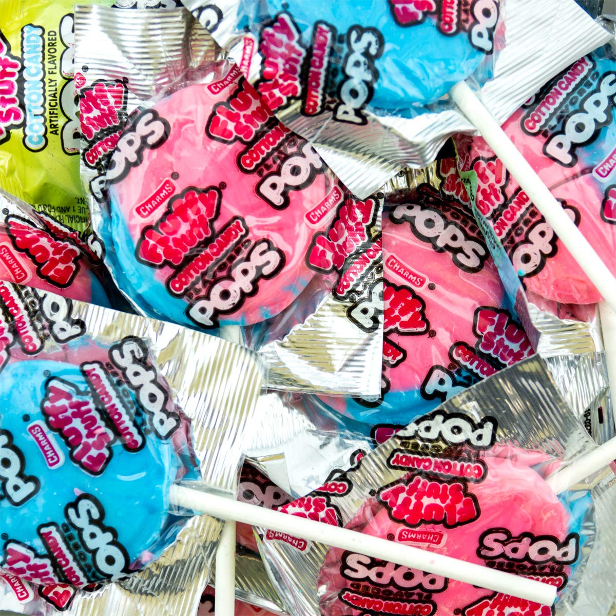Fluffy Stuff Cotton Candy Pops - 48 Count Box (0.62 Oz Each, Total 29.76 Oz) | Sweet Party Treats, Carnival Snacks & Birthday Favors