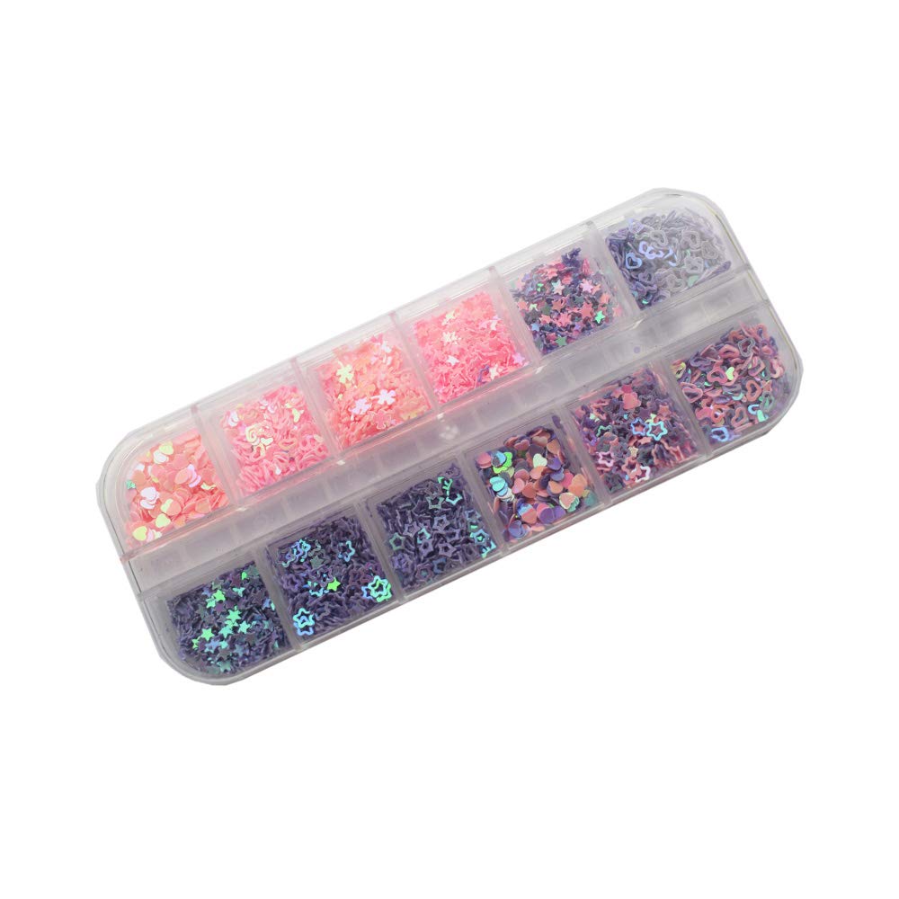 Mixed Nail Art Sequins - Butterfly, Star & Heart Design Glitter Flakes for Manicure, Face & Body Decoration | DIY Nail Crafts & Makeup Accessories | Perfect for Parties, Salons & Creative Beauty Looks