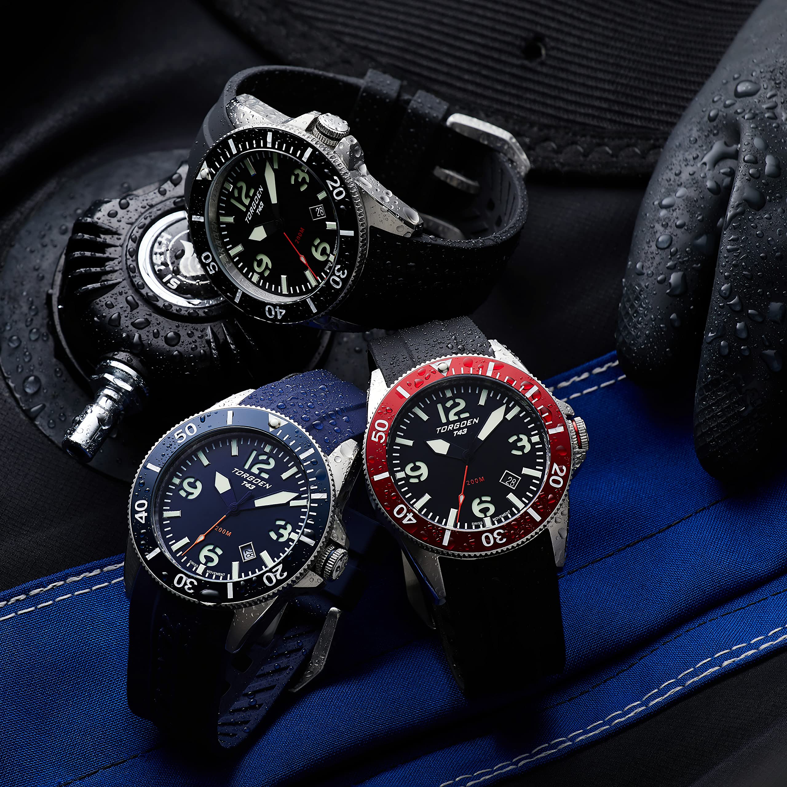 Torgoen T43 Men's Diver Watch - Swiss Quartz, Sapphire Crystal for Water Sports & Diving