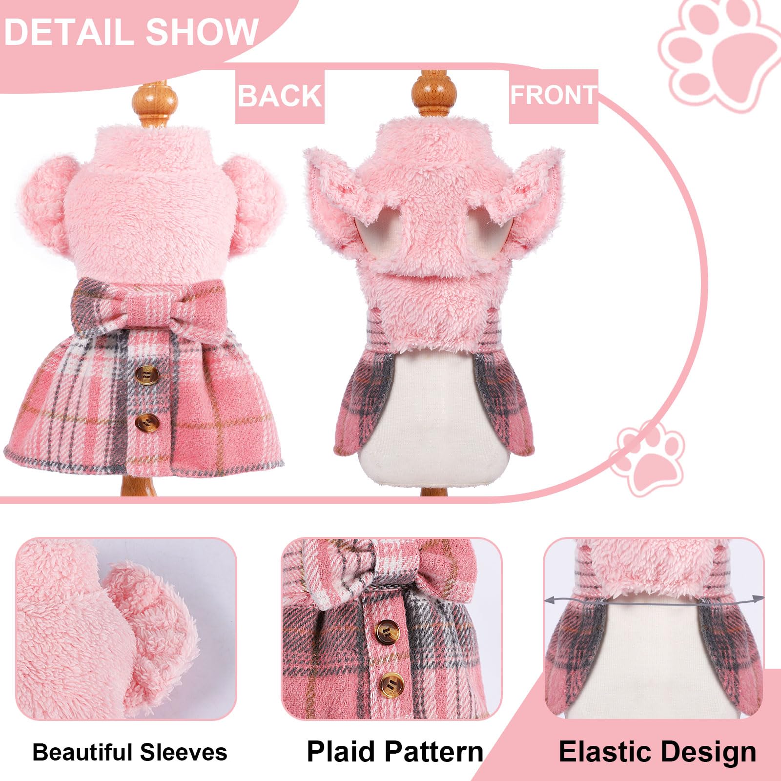 Warm Fleece Dog Sweater for Small Dogs - Soft Winter Puppy Dress for Chihuahua & Yorkie - Cozy Fall Pet Outfit in Pink (Small) | Perfect for Cold Weather Walks & Indoor Comfort