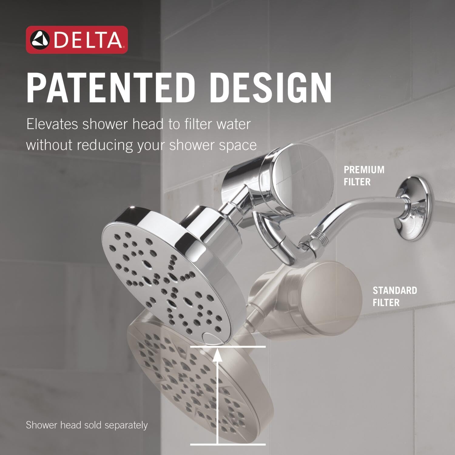 Delta Faucet Clarifi Premium Shower Filter Attachment with Replaceable Filter - Chrome 5SF100 | Hard Water & Chlorine Removal | Ideal for Dry Skin, Hair Protection & Sensitive Skin Care in Bathrooms