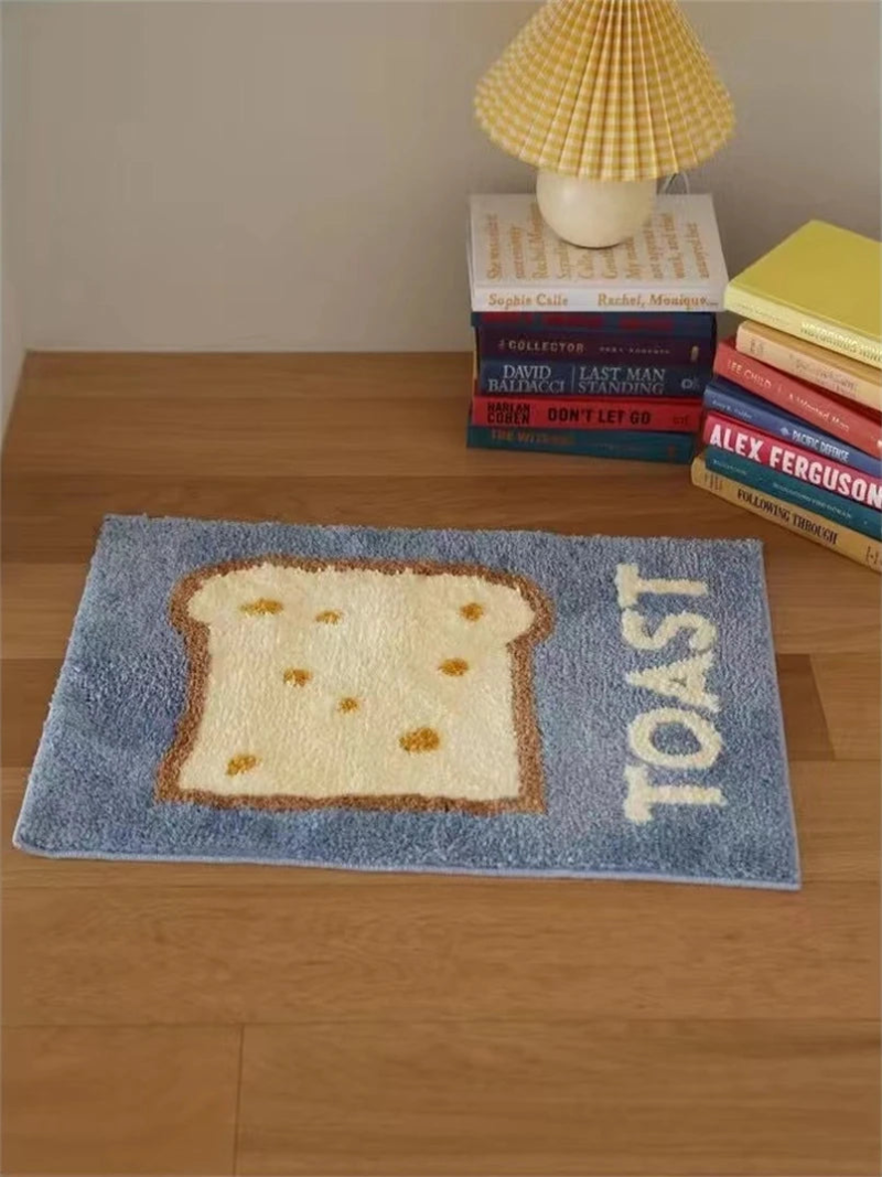 Non-Slip Cartoon Butter & Toast Floor Mat - Soft Kitchen Rug for Kids Playroom, Dining Area, and Bathroom Safety