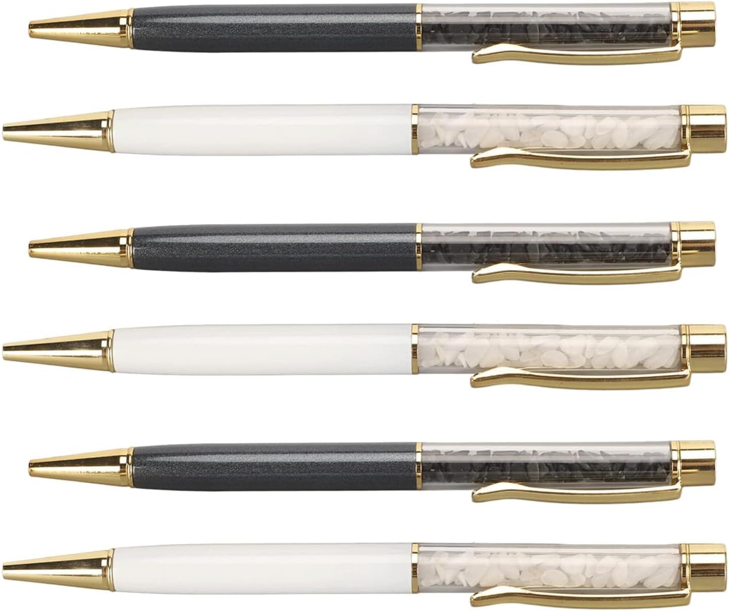 6-Pack Obsidian Crystal Gel Pens - Retractable Ballpoint Rollerball Pens with Quick-Drying Ink for School, Office & Journaling | Smooth Writing for Notes, Coloring & Gift Giving