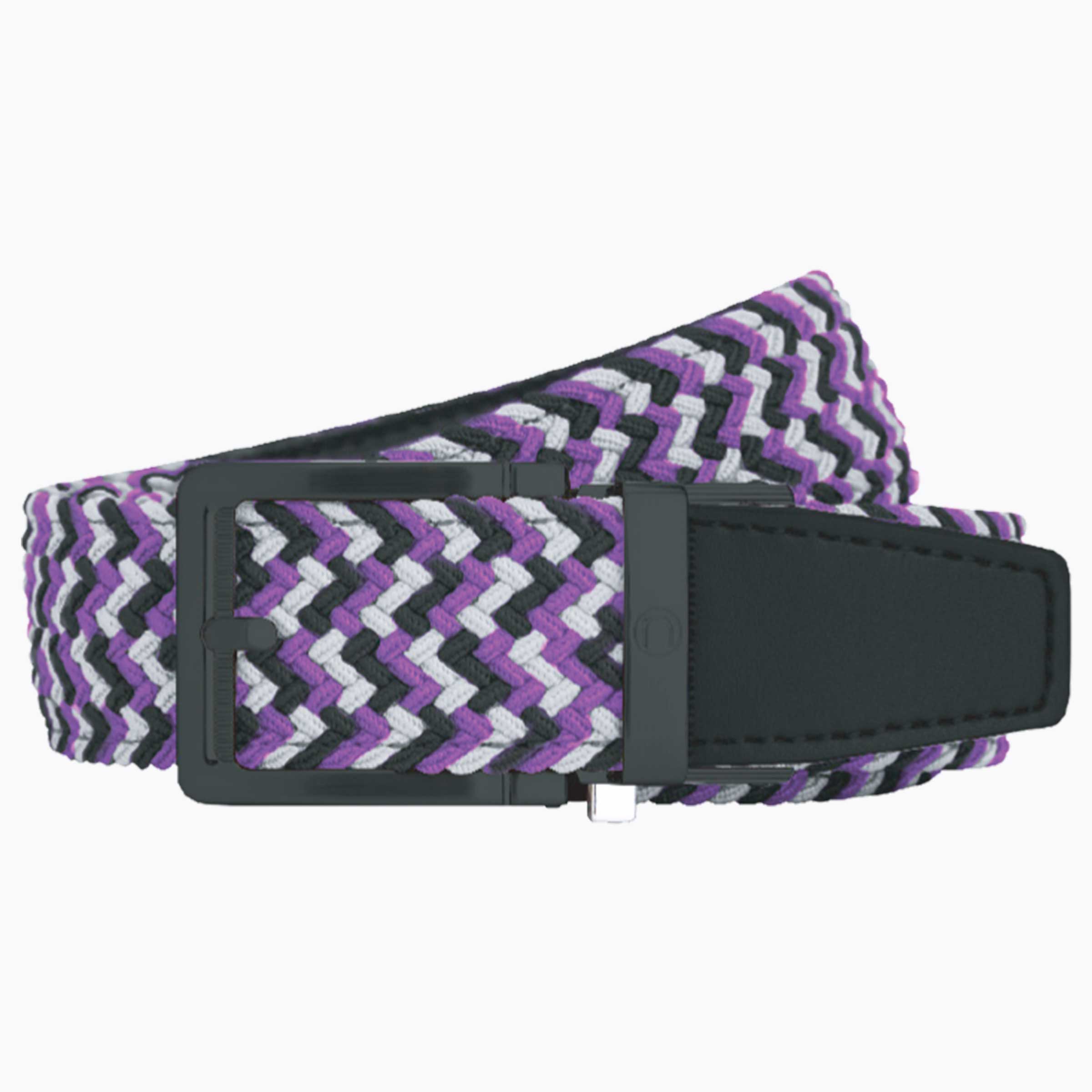 Nexbelt Braided Purple, Silver & Black Golf Belt - 1 3/8 Inch (35mm) Width - Premium Adjustable Belt for Men - Perfect for Golf, Casual Wear & Outdoor Activities