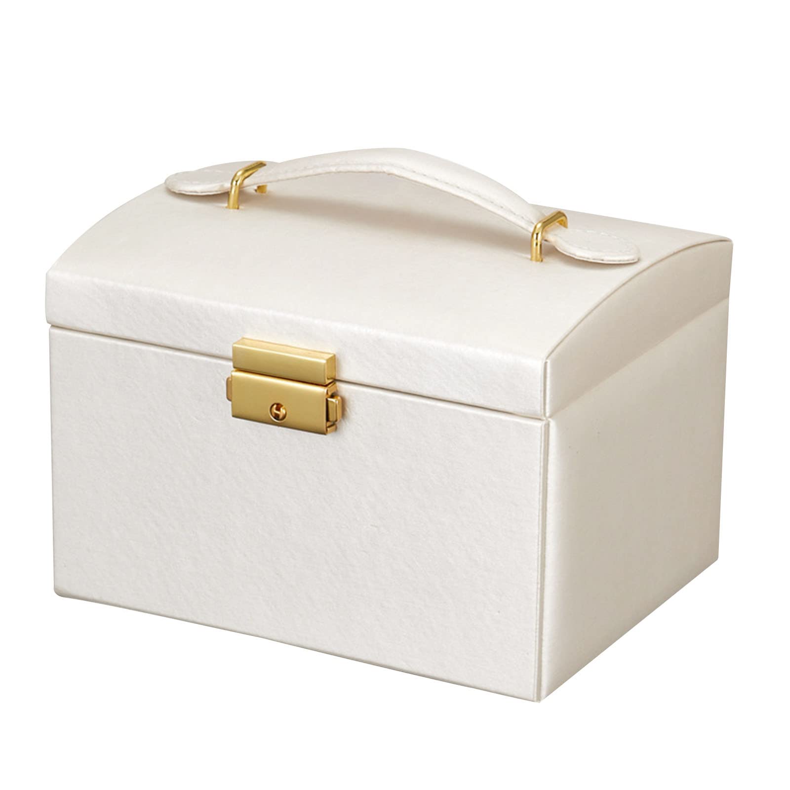 3-Layer Leather Jewelry Box with Lock for Women - XF Jewelry Organizer Storage Case for Necklaces, Rings & Earrings - Perfect for Travel, Home Decor and Gift Giving