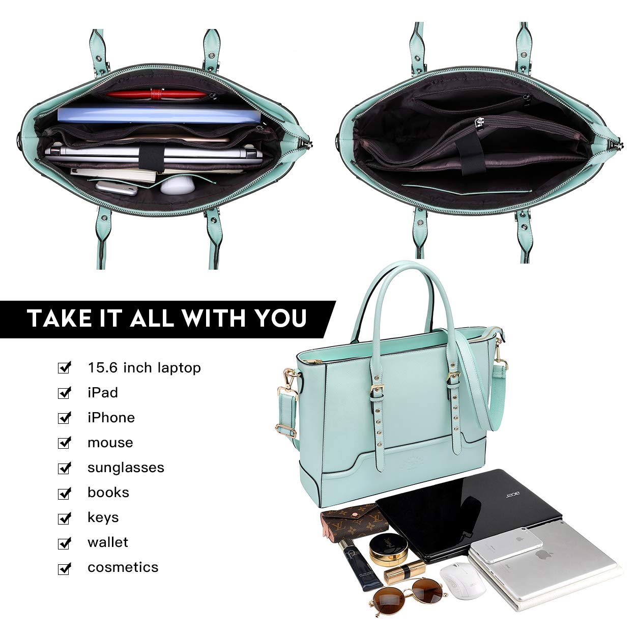 Stylish 15.6-17 Inch Laptop Tote Bag for Women - Durable Work Bag, Teacher Bag & Perfect Graduation Gift for College Students - Great for Office, School & Business Travel