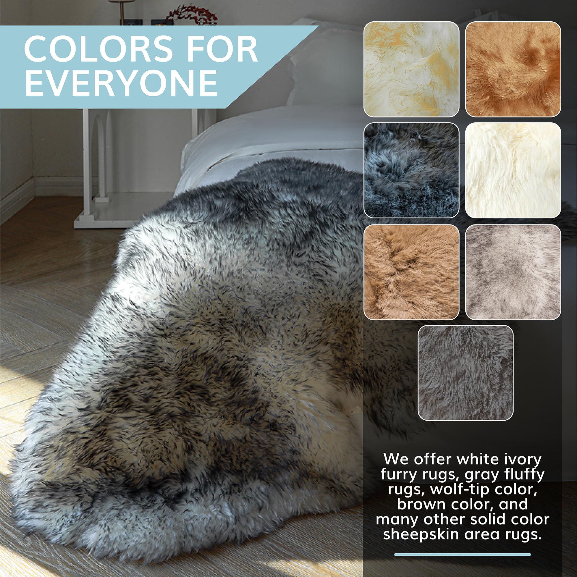 Premium New Zealand Sheepskin Rug - Soft Fluffy Wool Carpet for Bedroom, Living Room, Nursery - Natural Sheep Skin Throw Blanket for Chair, Sofa & Motorcycle Seat - Cozy Home Decor & Pet Bed Mat