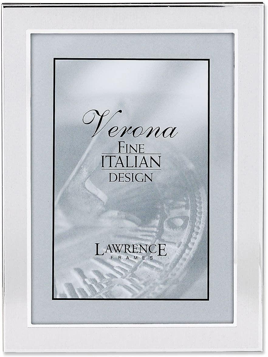 Lawrence Frames 5x7 Brushed Silver Metal Picture Frame - Elegant Display for Home, Office, or Gift Giving