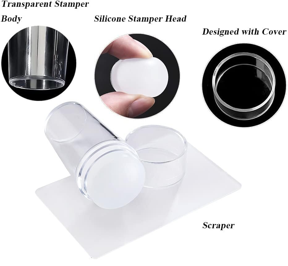 French Tip Nail Stamp Kit - Professional Nail Art Stamper with Silicone Stamps, Scrapers & Replaceable Heads | DIY Manicure Tools for Salon & Home Use | Perfect for French Nails, Acrylics & Gel Polish Designs