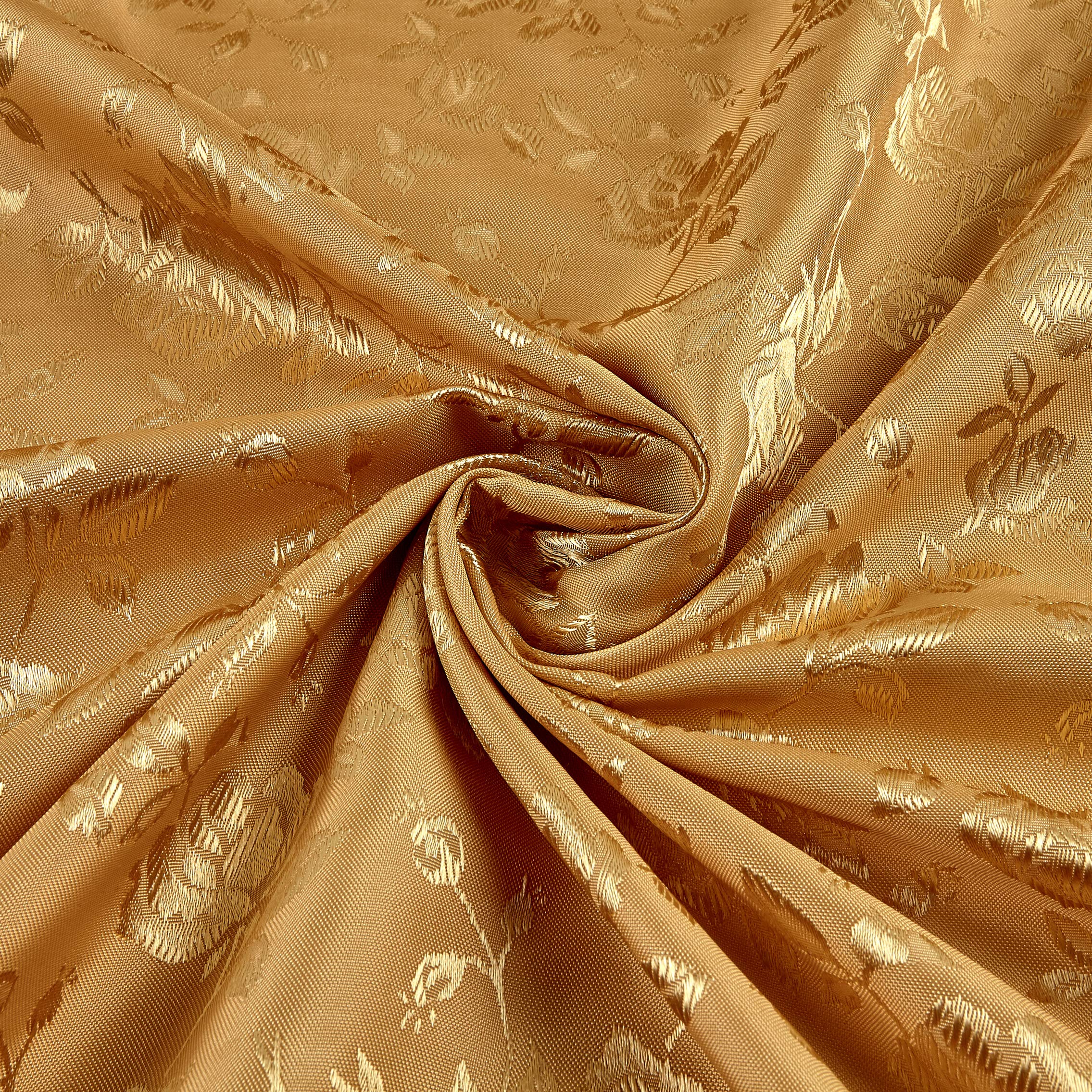 Luxury Rose Satin Jacquard Gold Fabric by the Yard - Premium Decorative Upholstery Material for Wedding Dresses, Curtains & Home Decor
