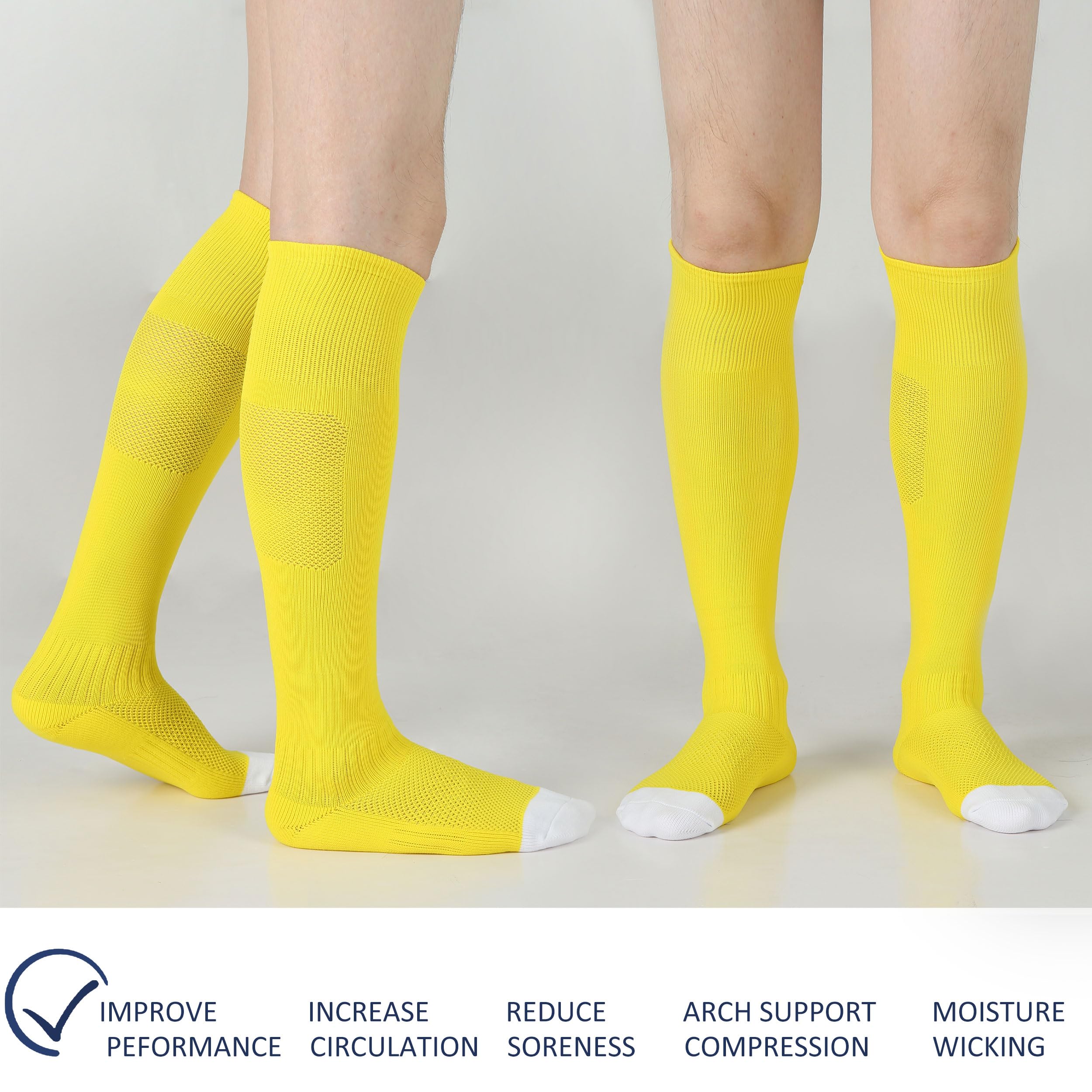 Sunew Soccer Baseball Socks - 2/3 Pack Multi-Sport Athletic Socks for Softball Football Volleyball | Youth & Adult Sizes (4 Size Options) | Perfect for Training, Games & Team Sports