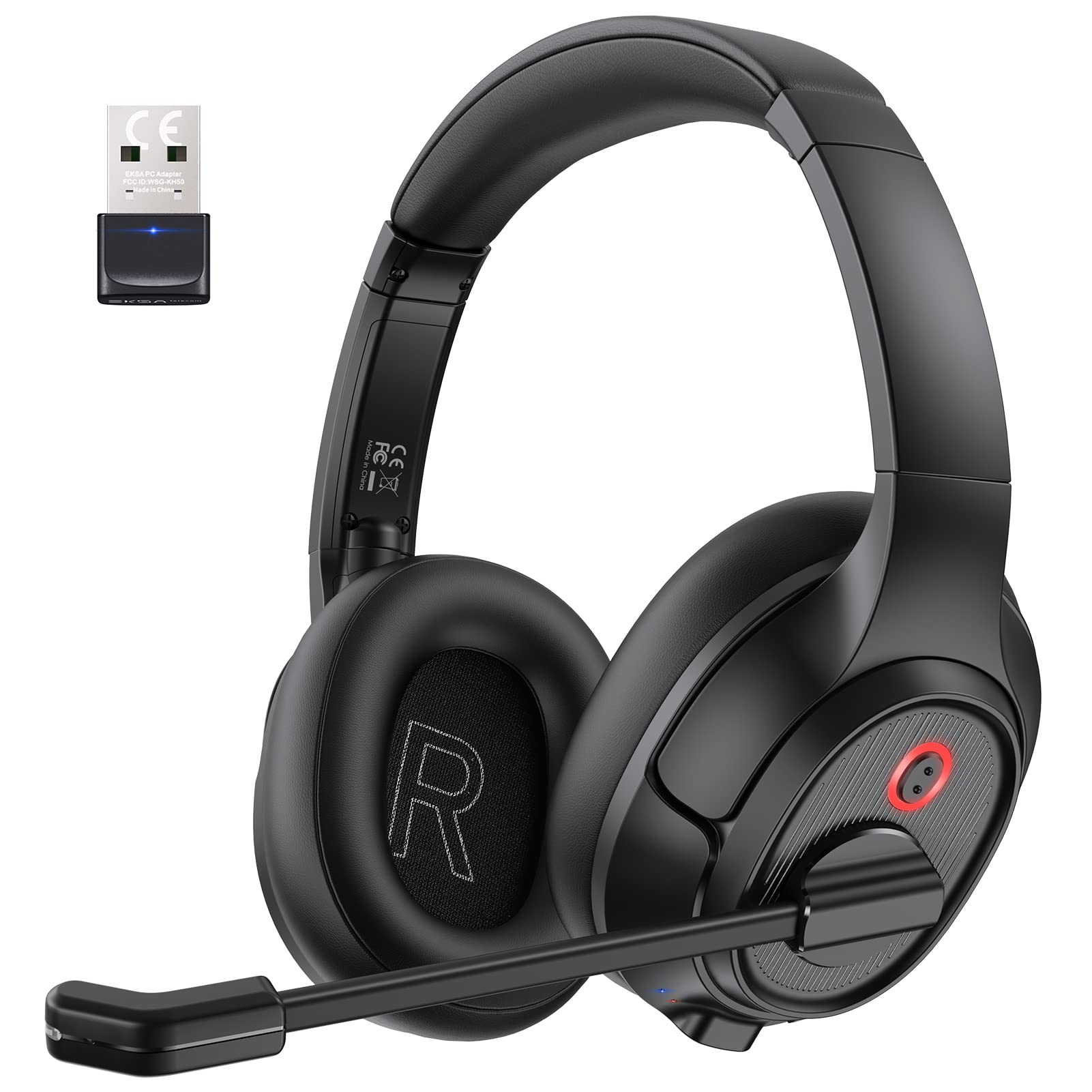 EKSA Wireless Bluetooth 5.0 Headset with AI Noise Cancelling Microphone - Comfortable Over-Ear Headphones for Work, PC, Laptop, Zoom Meetings & Office Calls - Perfect for Remote Work, Gaming & Online Classes