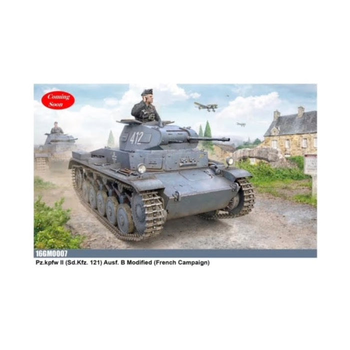 1/16 Scale Pz.Kpfw. II (Sd.Kfz.121) Ausf.B Modified French Campaign Military Tank Model Kit - 16GM0007 - Perfect for WWII Collectors & Diorama Building