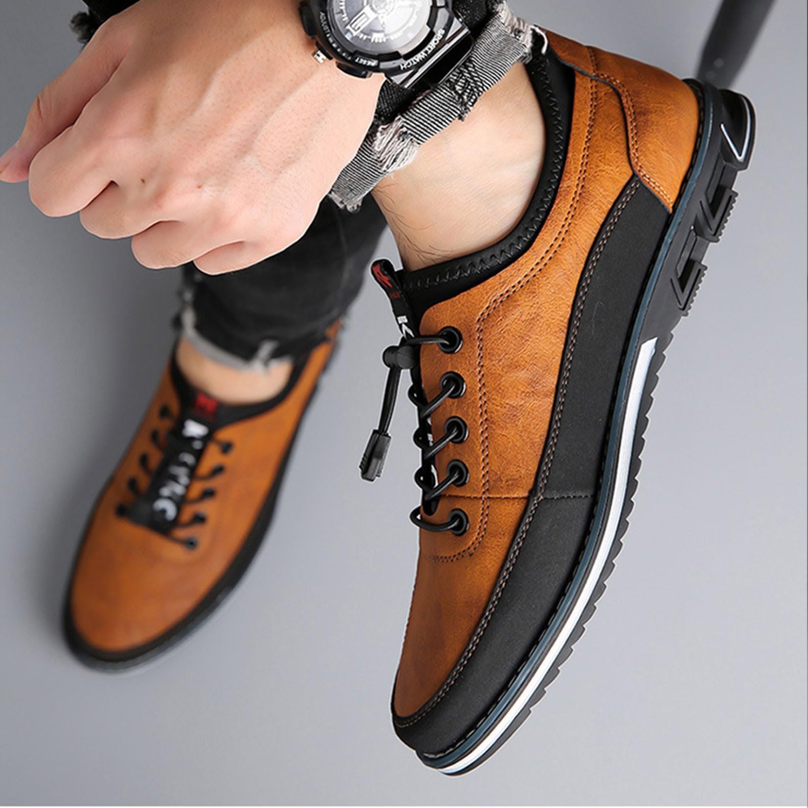 Men's Brown Leather Oxford Dress Shoes - Lace Up Formal Business Shoes for Suits & Office Wear | Classic British Style for Weddings, Interviews & Professional Events