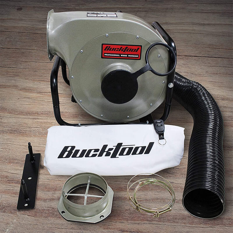 BUCKTOOL 1HP 6.5AMP Wall Mount Dust Collector - Powerful Workshop Air Filtration System for Woodworking, Metalworking, and DIY Projects