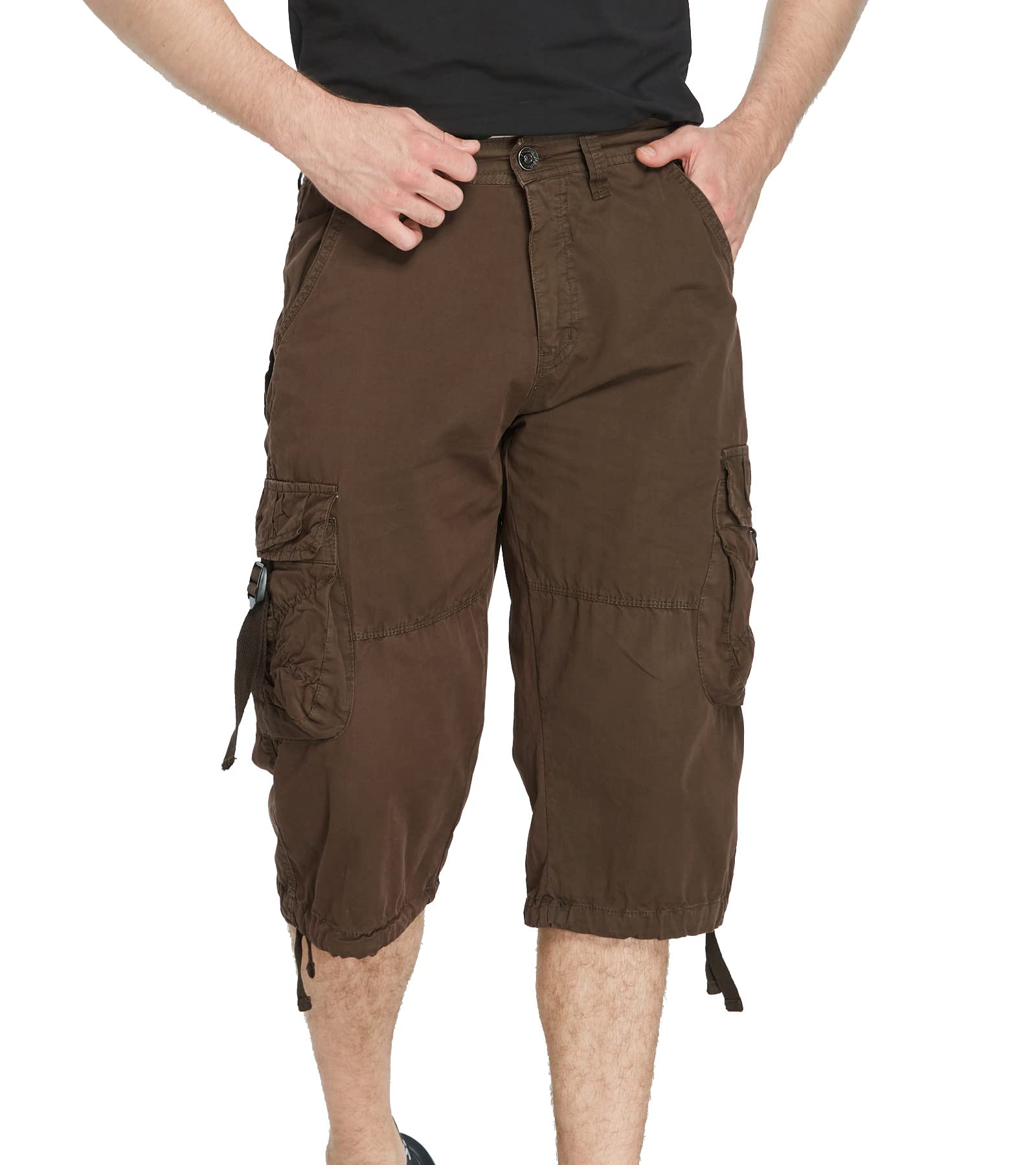 Men's 3/4 Length Cargo Shorts - Below The Knee Stretch Comfort Shorts for Hiking, Gym & Summer Outdoor Activities