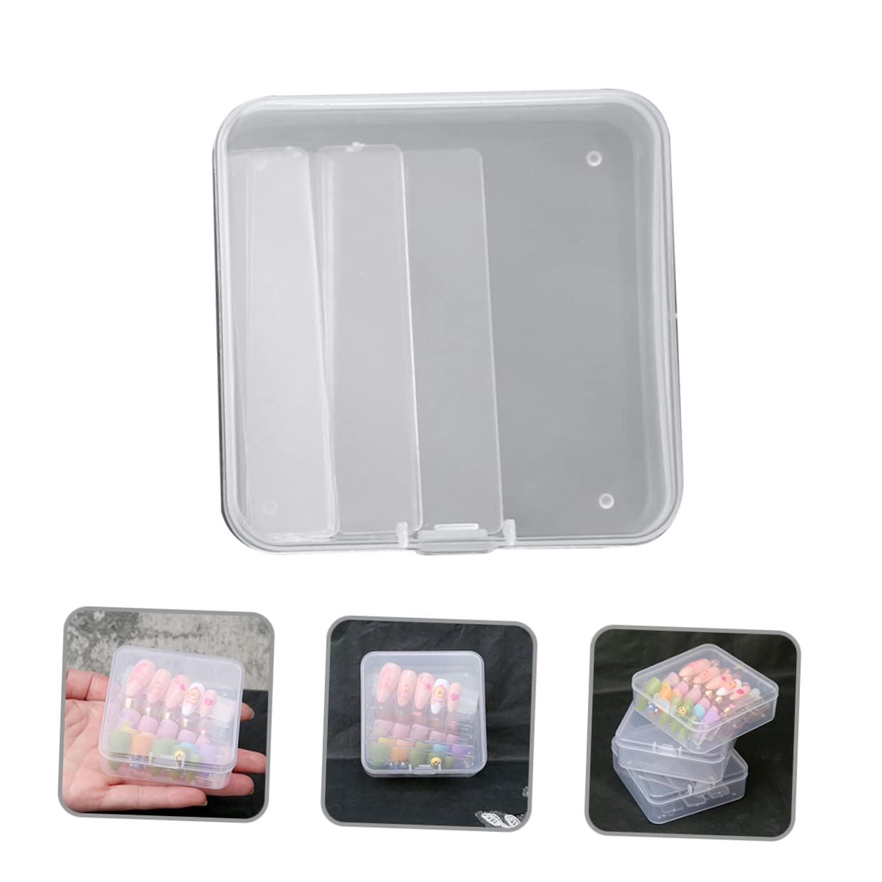 LALAFINA 2 Sets Empty Nail Tips Container - Nail Art Display Stand & Fake Nails Storage Case - Keep Artificial Nails Organized & Accessible - Perfect for Salon, Home Manicure & Nail Art Enthusiasts