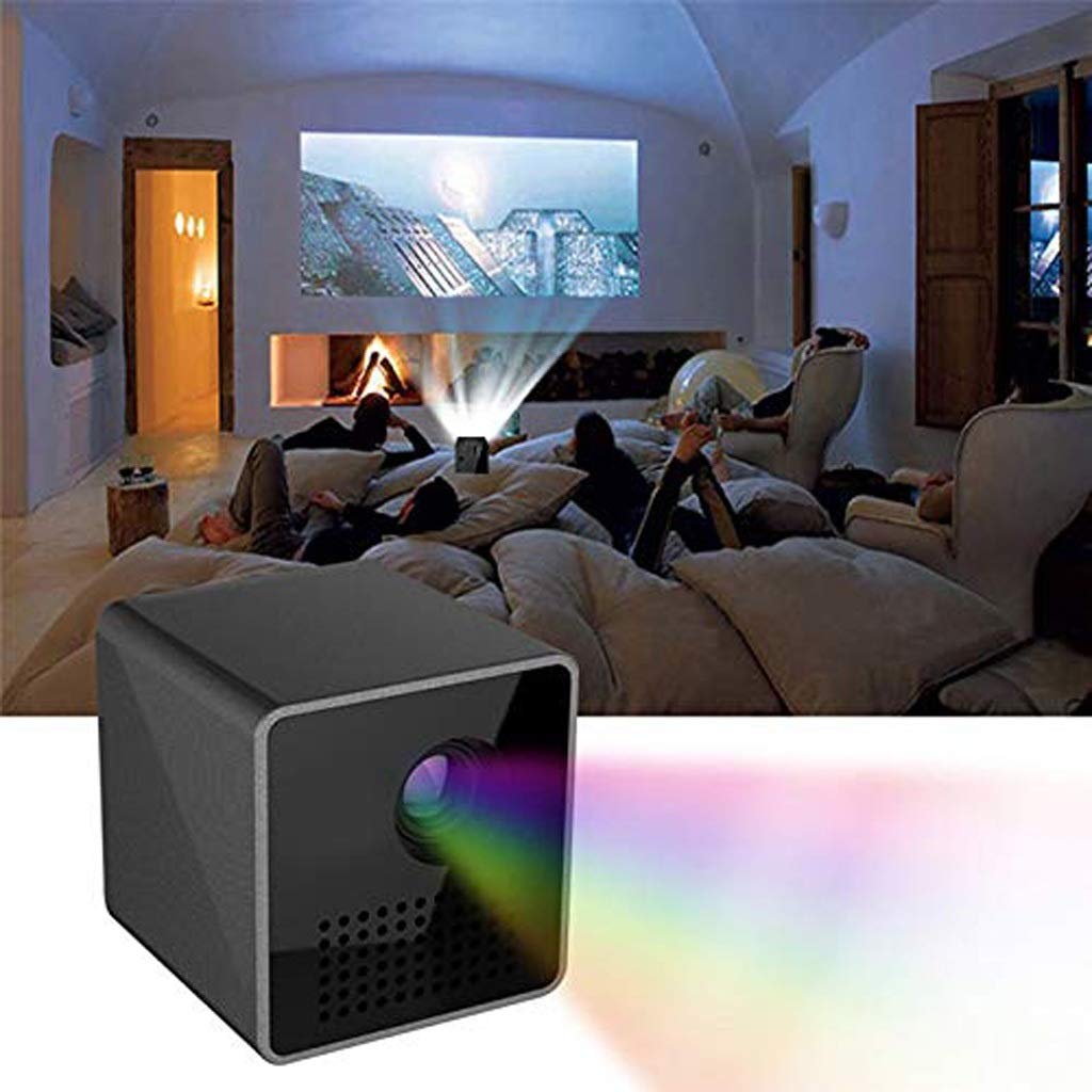 VVHUDA Mini Projector - Smart DLP Portable Movie Projector for Home Theater, Outdoor Camping & Office Presentations | Compact Design with Mobile Bracket | Perfect Gift for Movie Lovers & Tech Enthusiasts