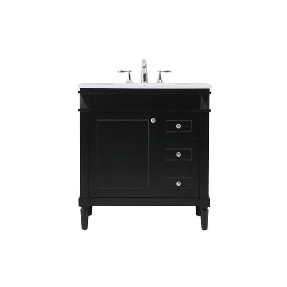 Modern 32-Inch Single Bathroom Vanity with Under Sink Storage Organizer - Elegant Black Decor for Bathroom & Powder Room Organization | Perfect for Small Spaces, Apartments, and Guest Bathrooms