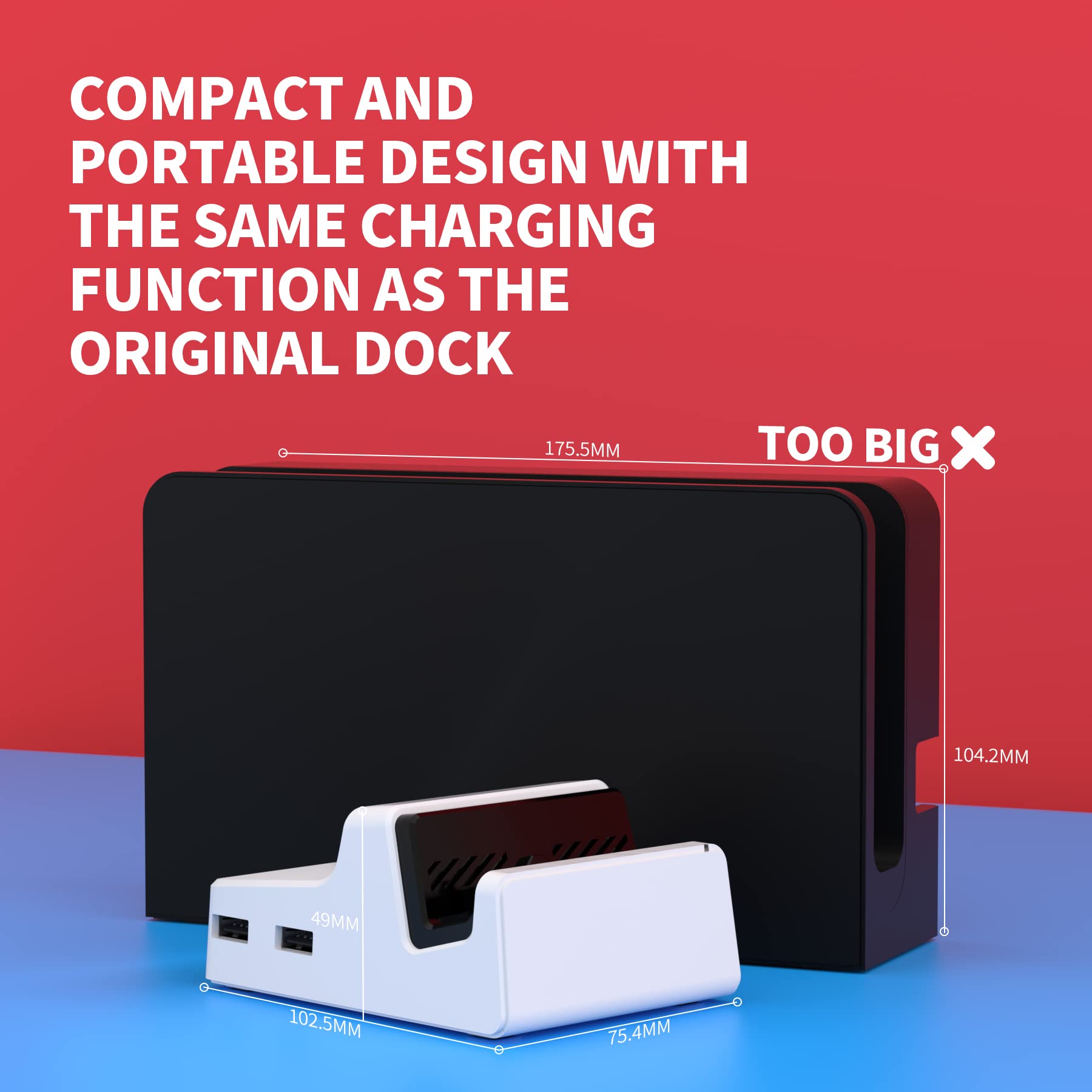 eXtremeRate AiryDocky DIY Kit - White Replacement Shell Case for Nintendo Switch Dock | Portable Mini Dock Cover for Switch OLED (Shell Only) | Perfect for Travel, Gaming Setup & Home Entertainment