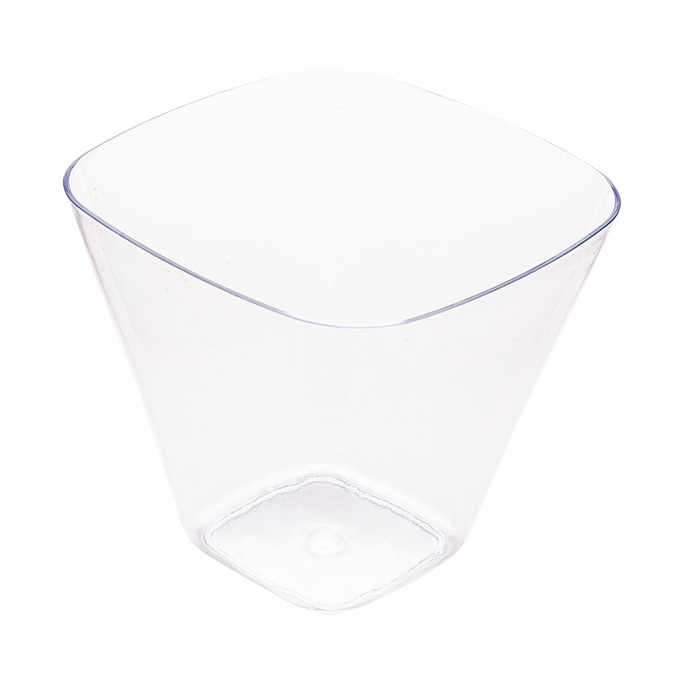 100 Pack 4 oz Square Clear Plastic Bellissima Tasting Cups with 100 Silver Mini Forks - Perfect for Wine Tasting, Dessert Sampling, and Party Appetizers