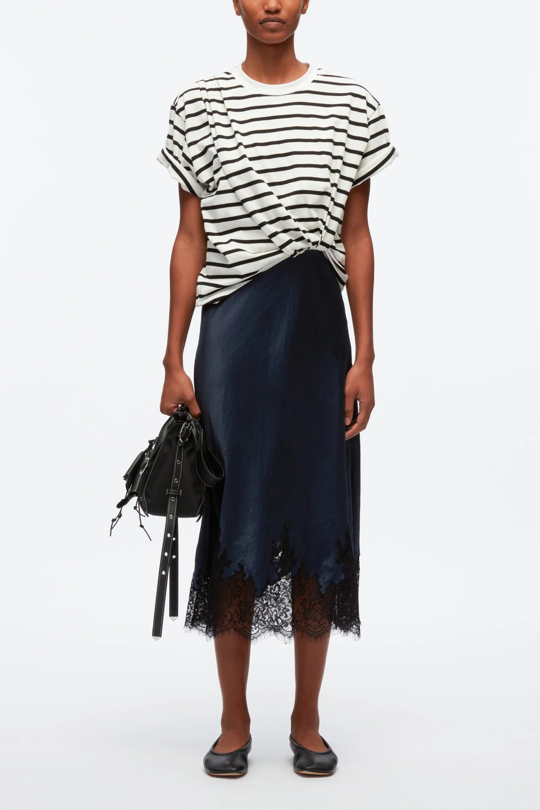 3.1 Phillip Lim Striped Draped T-Shirt Slip Combo Dress - Size Large - NWT - Perfect for Casual Outings & Summer Parties