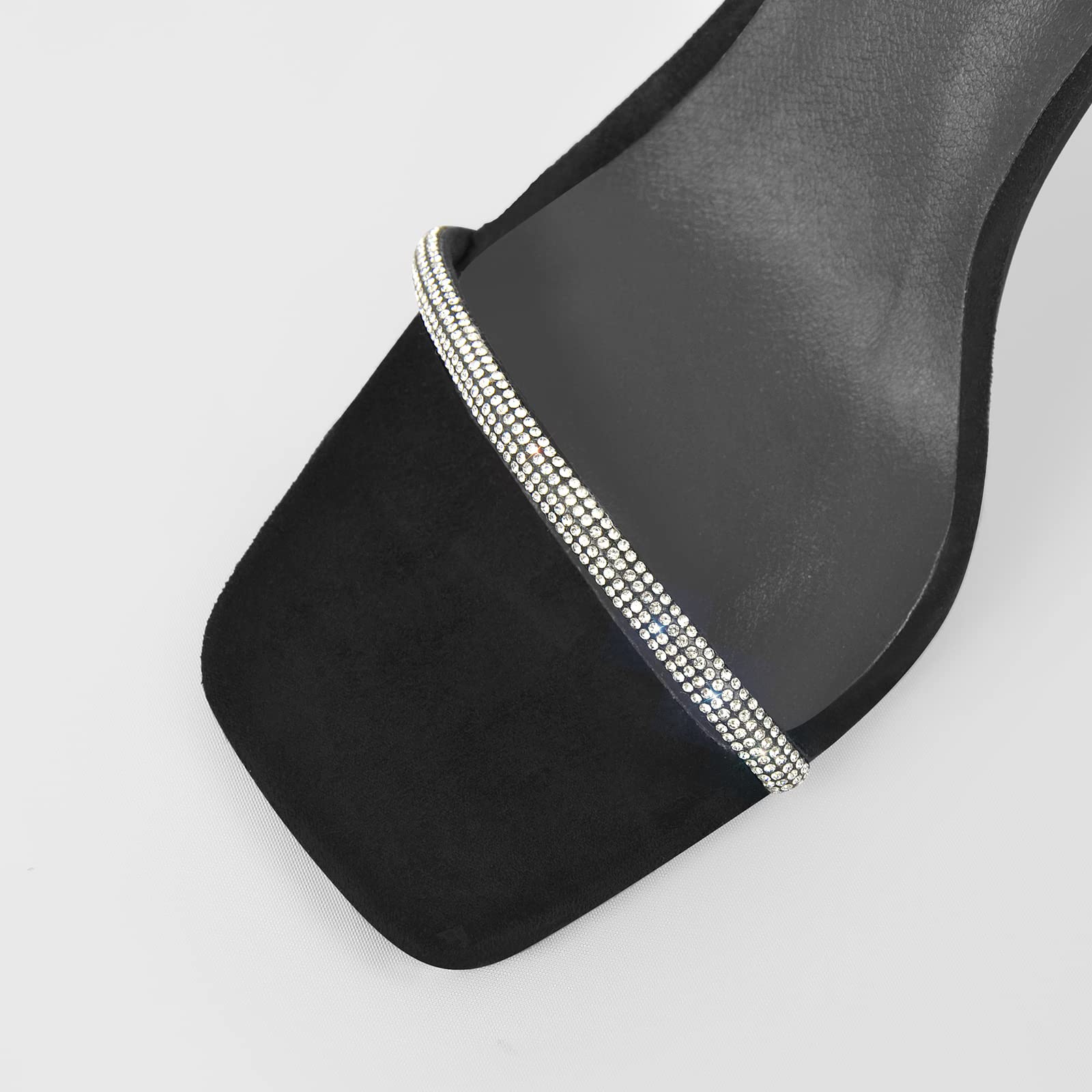 LISHAN Women's Square Toe Heeled Sandals with Diamante Straps - Elegant High Heel Dress Shoes for Weddings, Parties & Evening Events