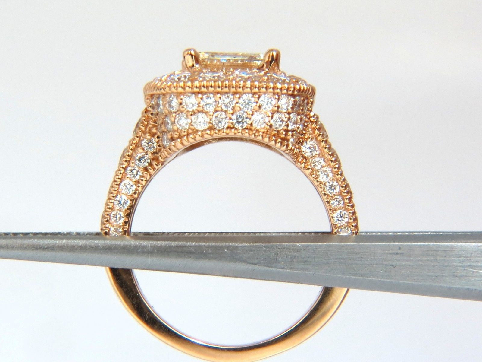 5.37CT GIA Certified Emerald Cut Diamond Ring in 18K Gold - Halo Cluster Bridal Wedding & Anniversary Jewelry Gift for Her - Perfect for Engagement, Proposal, and Special Occasions