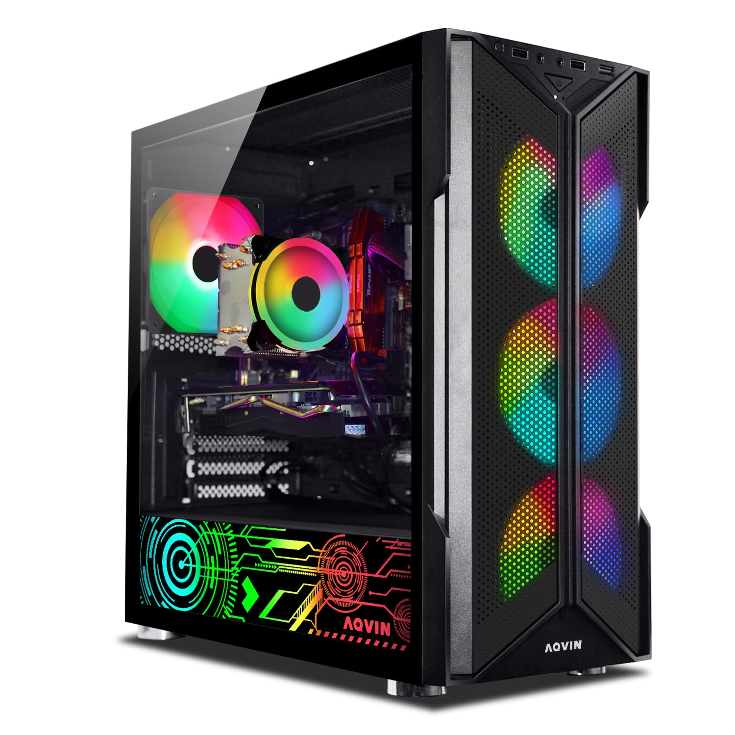 AQVIN Prebuilt Gaming Desktop PC - GeForce RTX 4060 8GB GDDR6, Intel Core i7 4.6GHz, 32GB DDR4 RAM, 2TB SSD, WiFi, Windows 11 Pro | RGB Gaming Keyboard & Mouse Included | Perfect for Esports, Streaming & VR Gaming