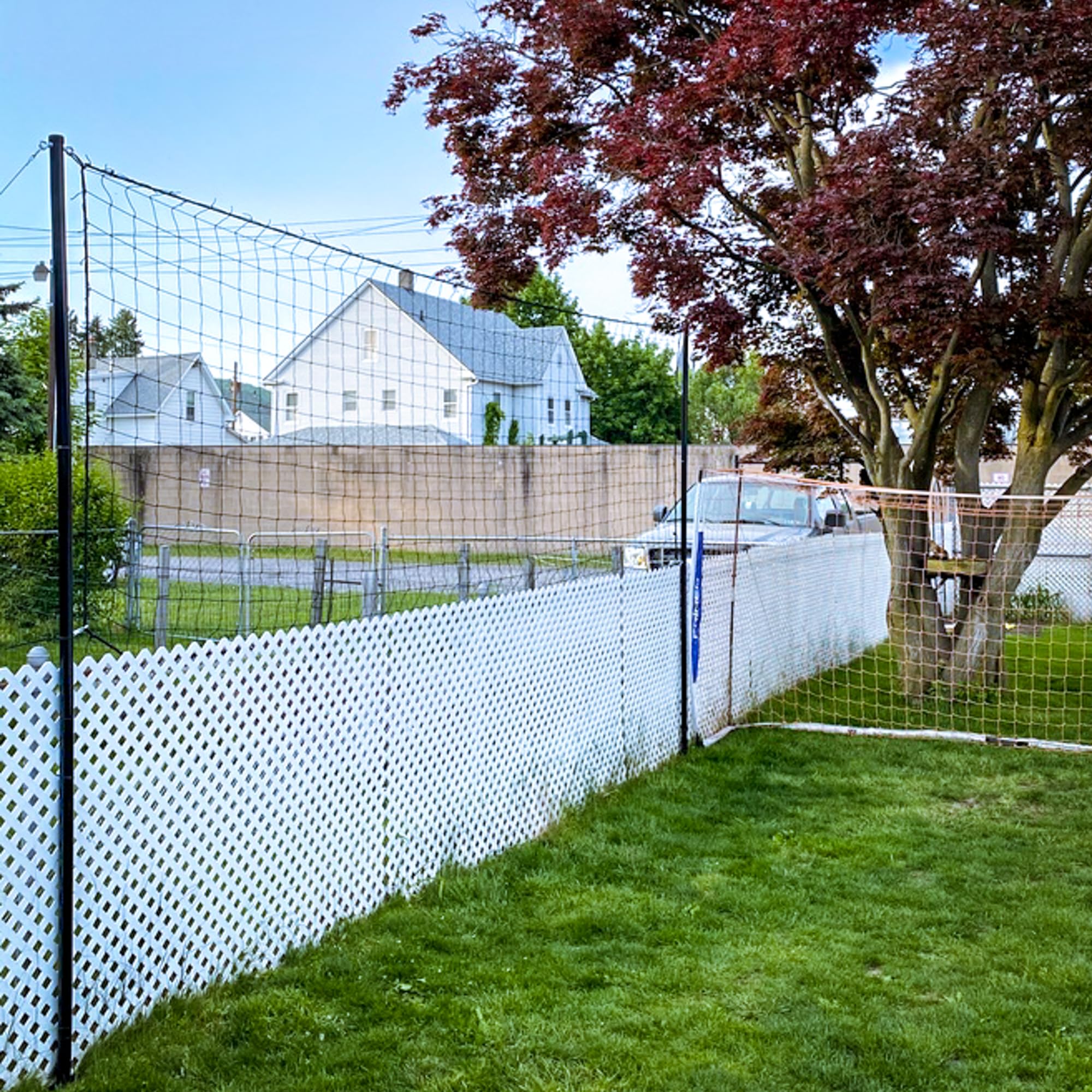 Just For Nets Soccer Backstop Barrier Net - Heavy Duty Black Training Net for Soccer Practice, Games & Drills - Perfect for Backyard, Field & Sports Training