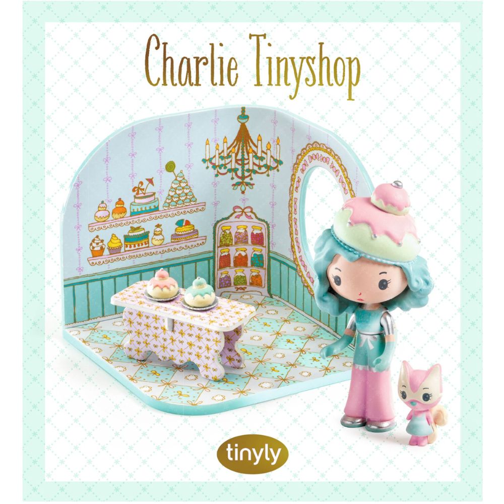 DJECO Tinyly Charlie Tiny Shop - Miniature Pretend Play Store for Kids - Perfect for Imaginative Play & Role-Playing Games at Home