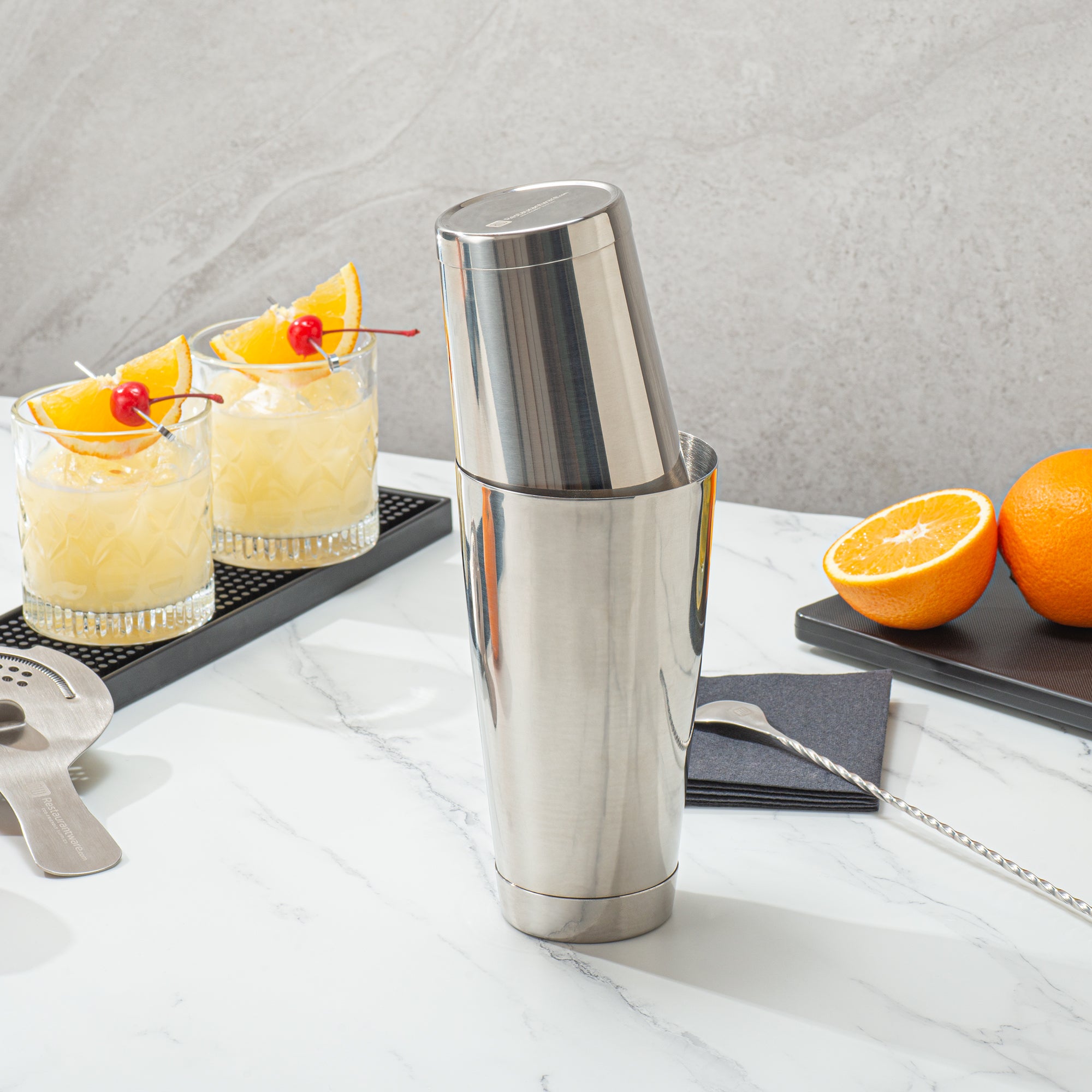 Premium 24 oz Stainless Steel Cocktail Shaker - Bar Lux Weighted Mixing Tin with Mirrored Finish (3.5