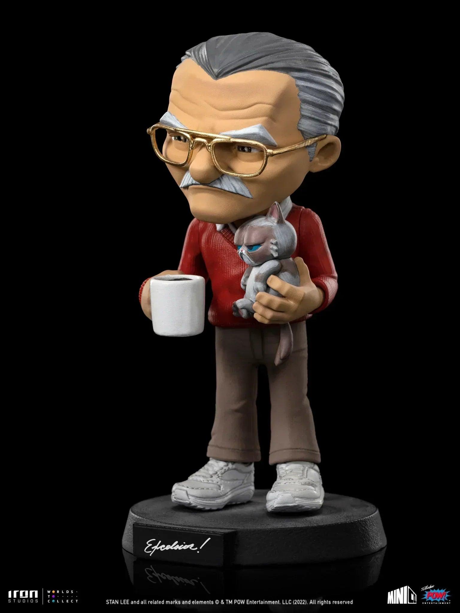 Stan Lee with Grumpy Cat MiniCo Figure by Iron Studios & Pow! Studios - Collectible Marvel Comic Book Character Statue for Display, Gifts & Pop Culture Enthusiasts