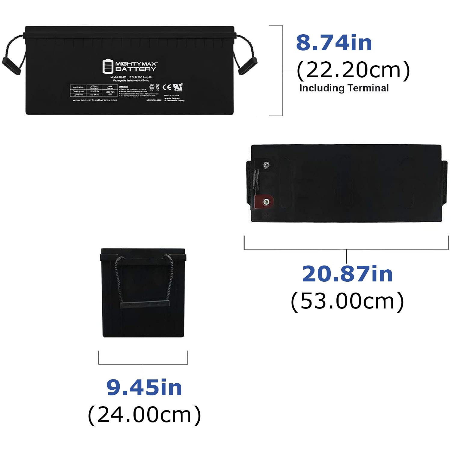 Mighty Max 12V 200Ah 4D Deep Cycle AGM Battery - 2 Pack Replacement for Acker Drill Pumping Stations | Perfect for Solar Power Systems, RVs, Boats & Off-Grid Applications