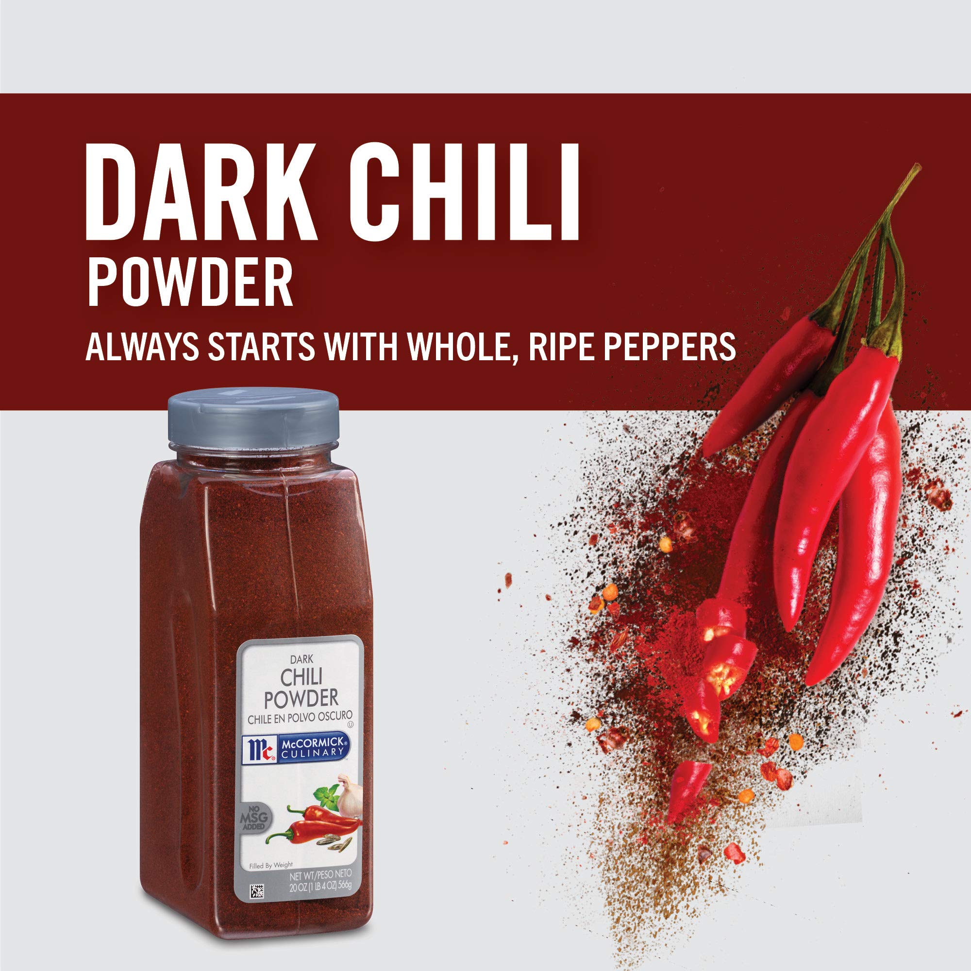 McCormick Culinary Dark Chili Powder, 20 oz - Premium Spice for Nachos, Tacos, Enchiladas & Dark Chocolate - Perfect for Mexican Cuisine & Gourmet Cooking