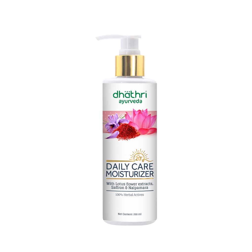 Dhathri Daily Moisturizing Lotion with SPF 20+ for Soft & Smooth Skin | Deep Nourishment & Hydration | Paraben-Free & Chemical-Free | 200ml | Perfect for Daily Skincare Routine & Sun Protection