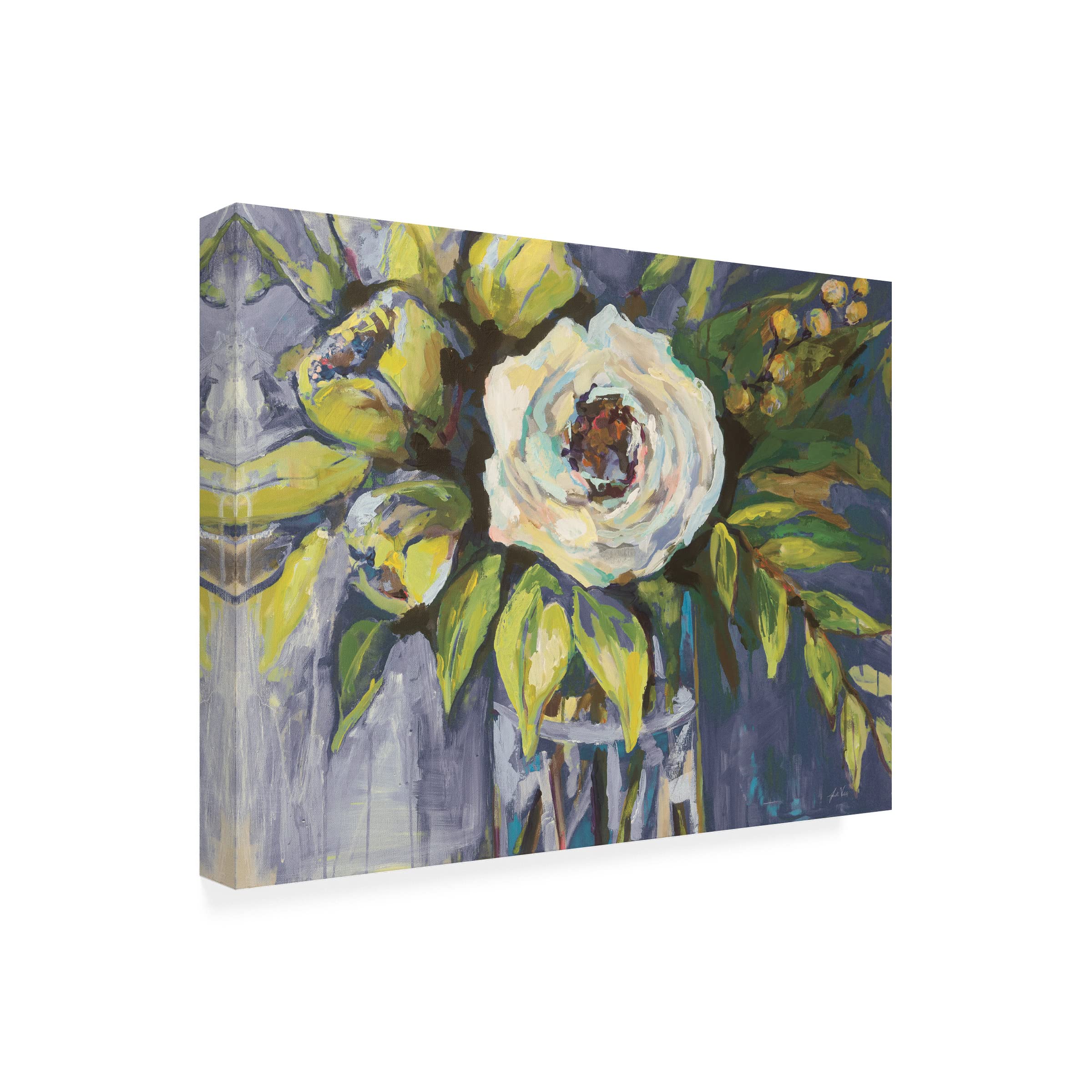 Jeanette Vertentes 'Navy Solo' Canvas Wall Art Print - 24x32 Inches Modern Blue Abstract Painting for Living Room, Bedroom & Office Decor