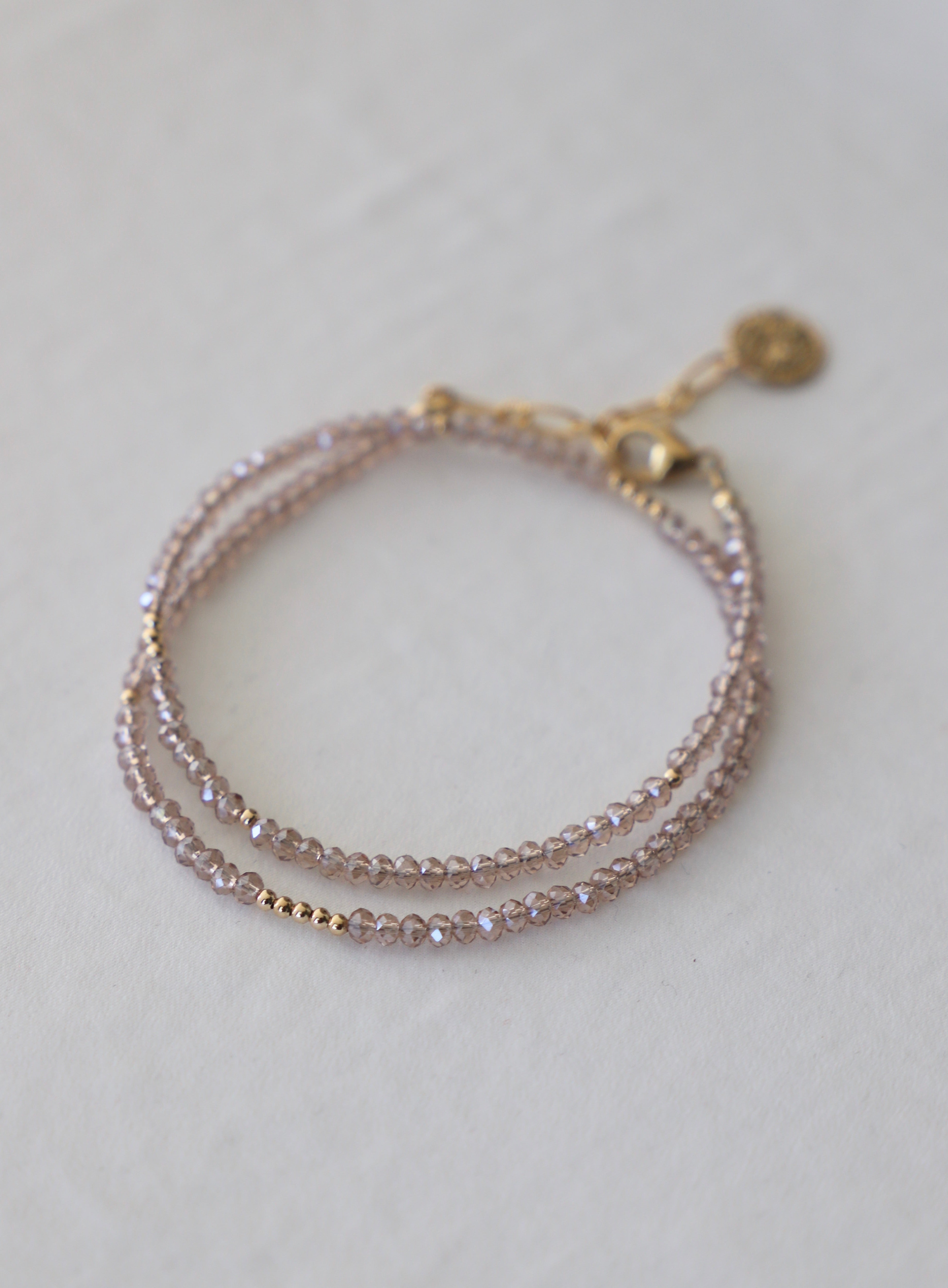 Elegant Champagne Petite Crystal Double Wrap Bracelet for Women - Perfect for Weddings, Parties & Special Occasions