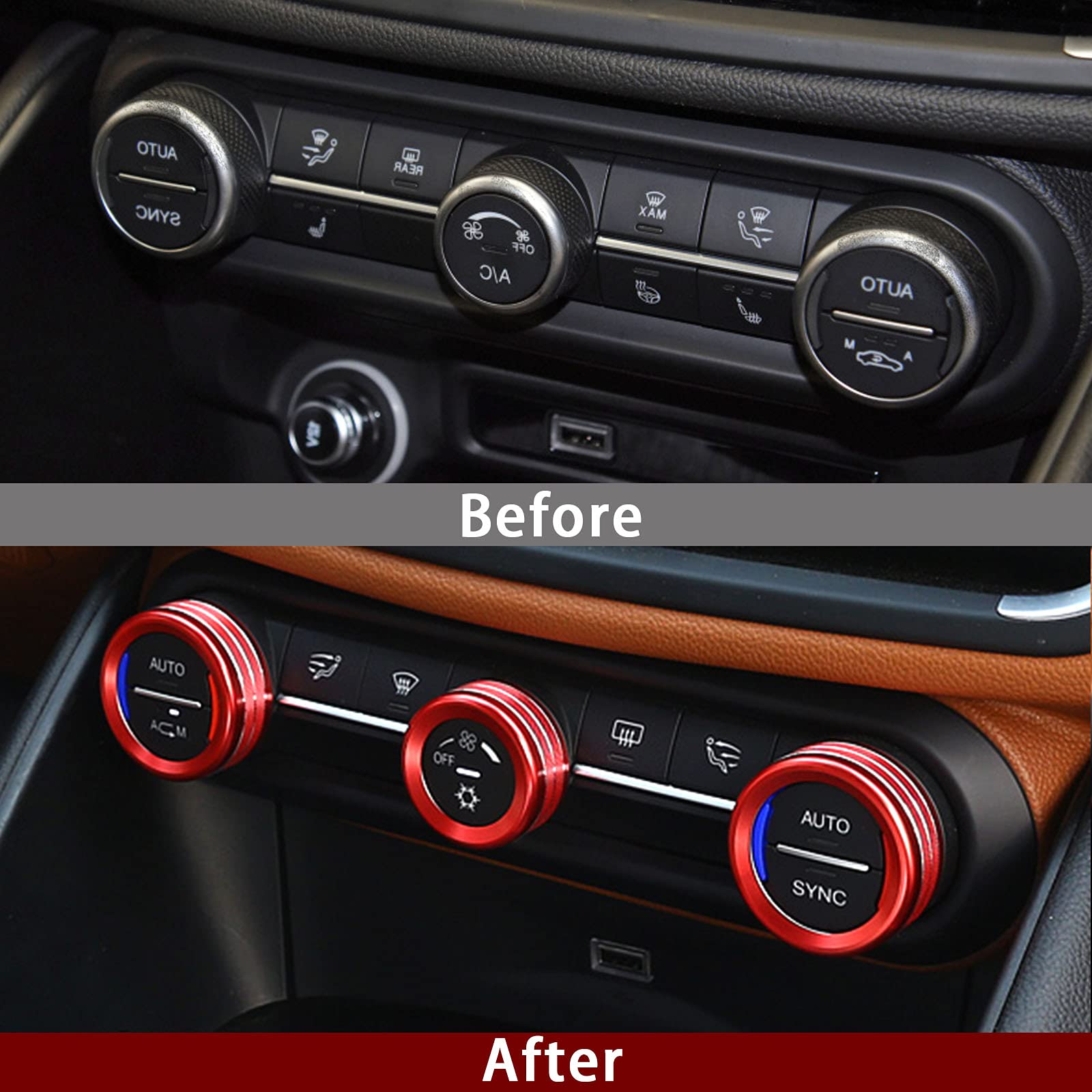 3PCS Car AC Knob Trim & Audio Cover Decorative Rings - Compatible with Alfa Romeo Giulia & Stelvio 2016-2019 Models - Interior Upgrade Accessories for Enhanced Dashboard Style - Perfect for Car Enthusiasts & Customization Lovers