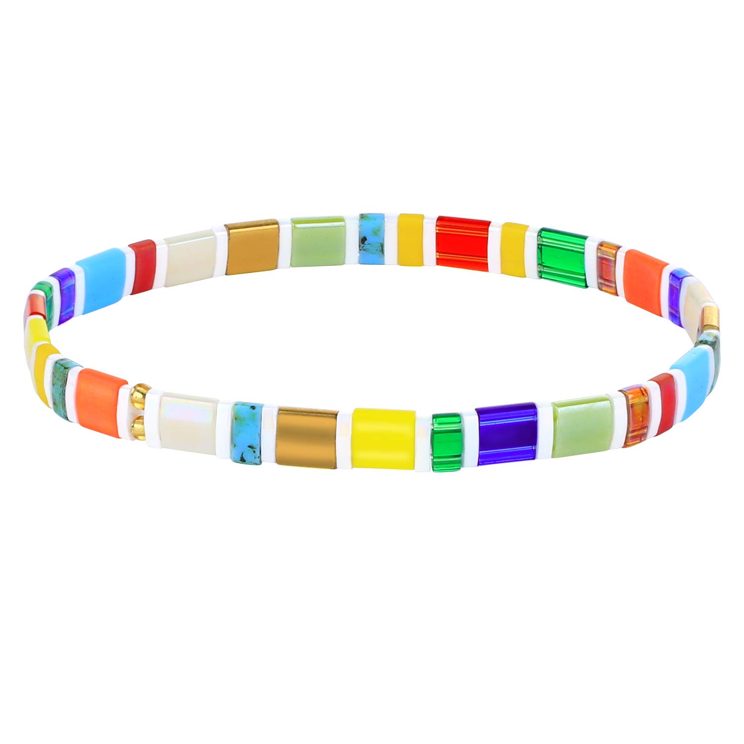 KELITCH Women's Tila Beads Charm Bracelet - Stretchable Wrap Friendship Bracelet in Candy Colors for Everyday Wear, Gift Giving & Boho Fashion Accessories