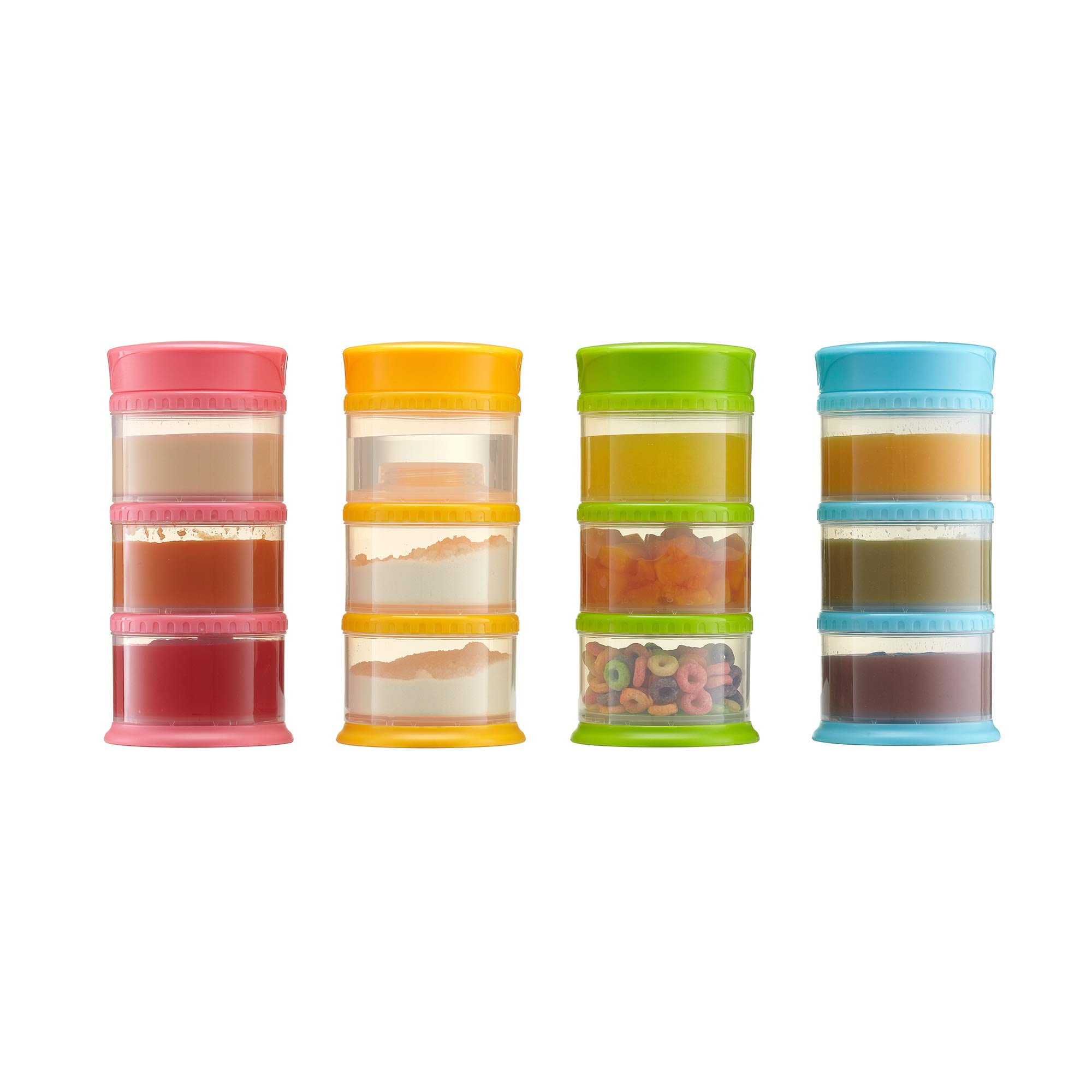 Innobaby Packin' Smart Stackable & Portable Storage System for Baby Formula, Liquids, Snacks – BPA-Free 12oz (3 Stackable Cups, Strawberry) | Perfect for Travel, Daycare & On-the-Go Feeding