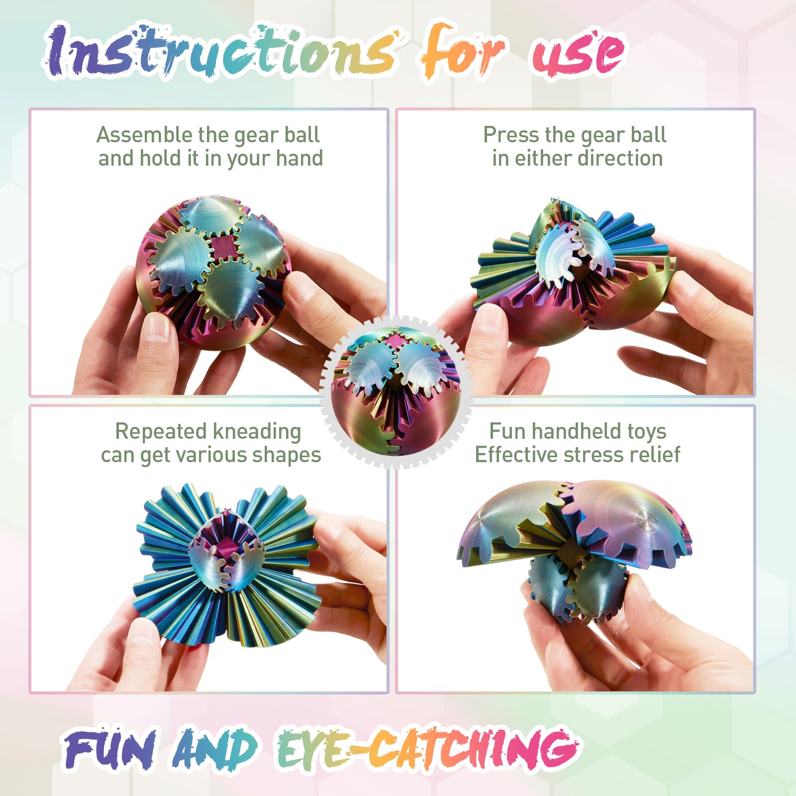 3D Printed Gear Ball - Steampunk Fidget Toy for Adults & Kids, Stress Relief Spin Cube, Easter Basket Stuffers | Perfect for Anxiety Relief, Office Desk Toys & Sensory Play