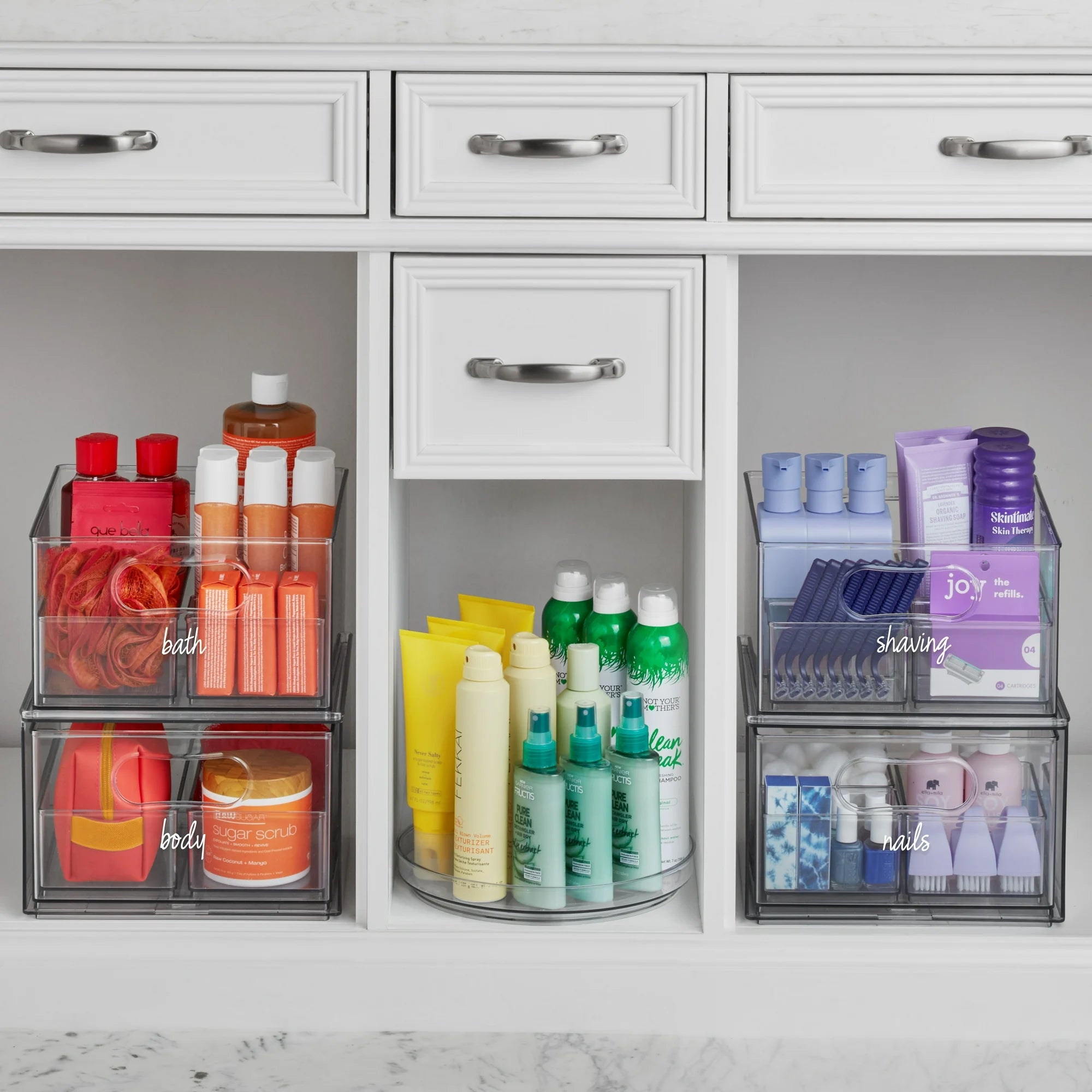 The Home Edit 17-Piece Bathroom Organization Set - Space Saving Storage Solutions for Showers, Sinks & Vanities | Perfect for Small Bathrooms & Apartment Living
