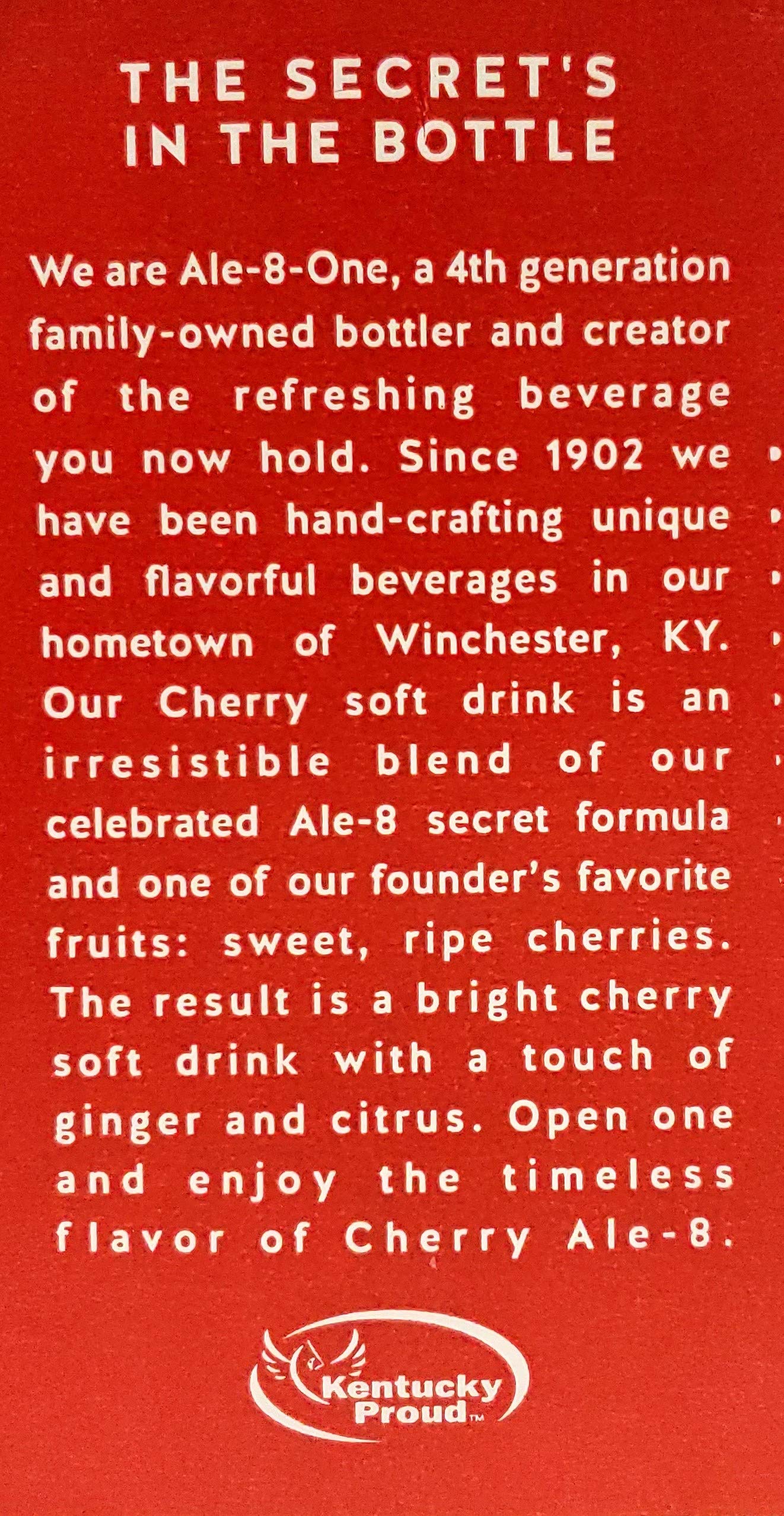 Ale 8 One Special Edition Cherry Soda - 12oz Glass Bottles (6-Pack) - Refreshing Kentucky Craft Soda for Parties, BBQs & Collectors