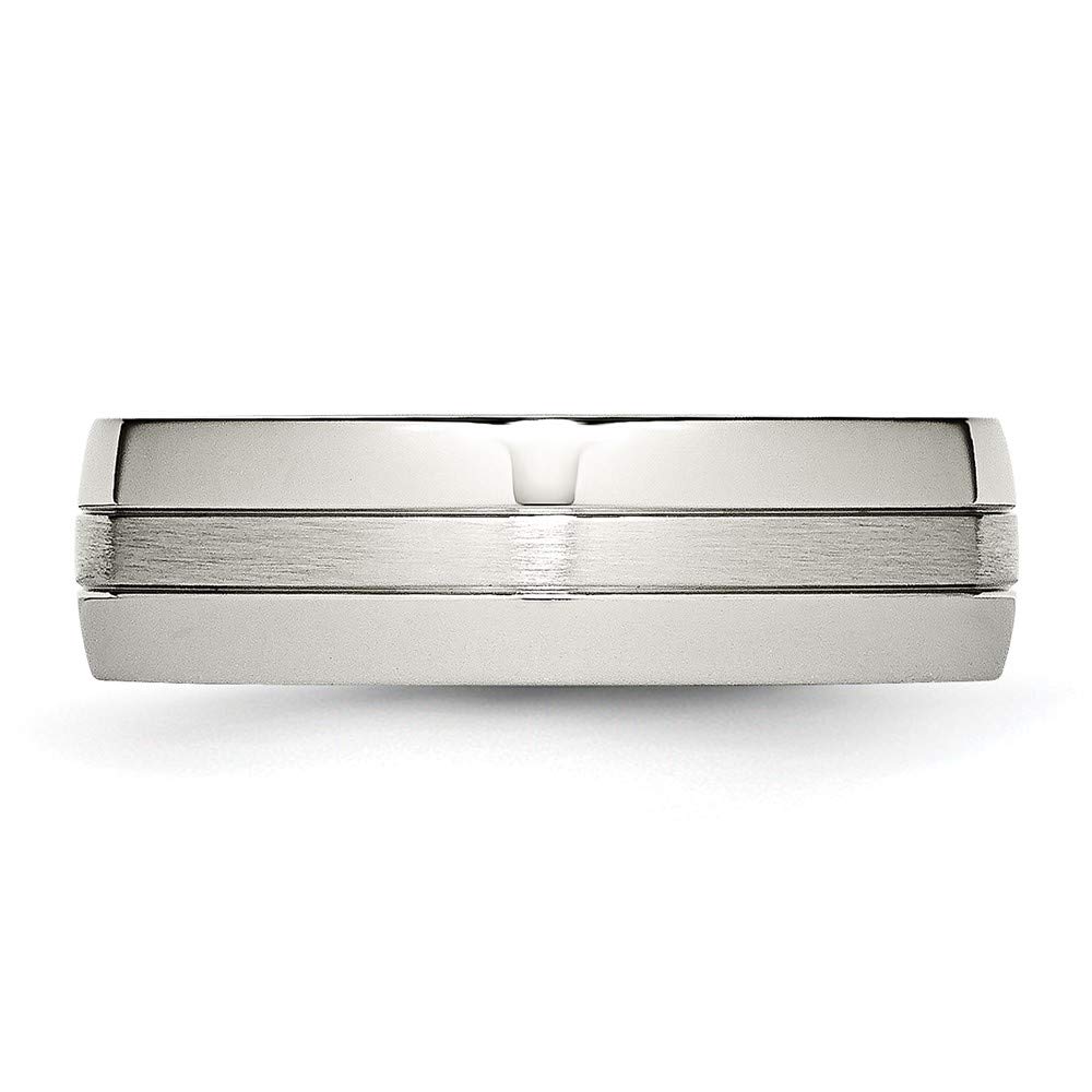 6.5mm Stainless Steel Brushed & Polished Wedding Band Ring for Women - Elegant Bridal Engagement Ring, Durable Fine Jewelry Gift for Her - Perfect for Anniversaries, Proposals & Special Occasions
